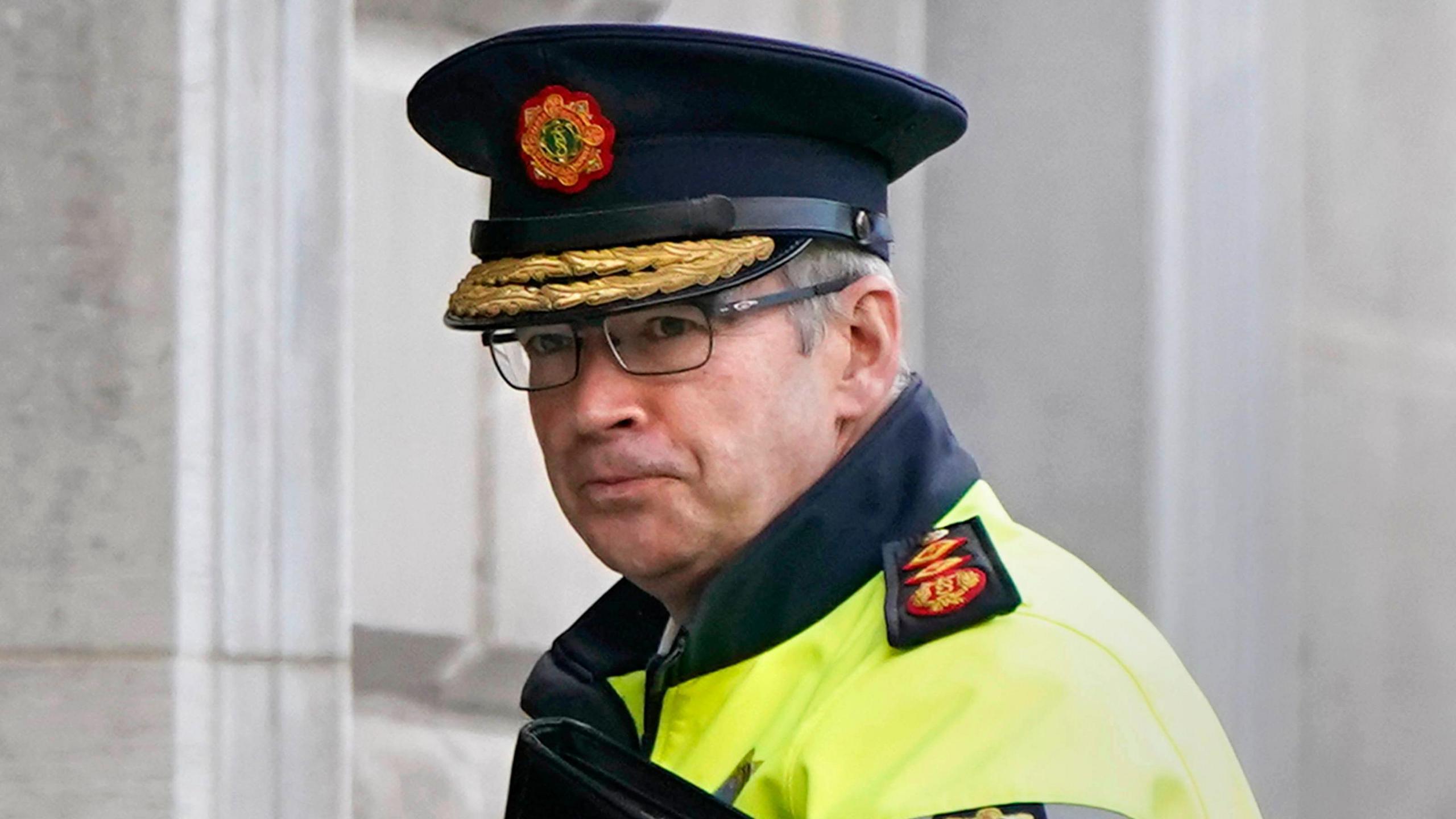 Drew Harris entering Leinster House on his way to a meeting with the justice committee