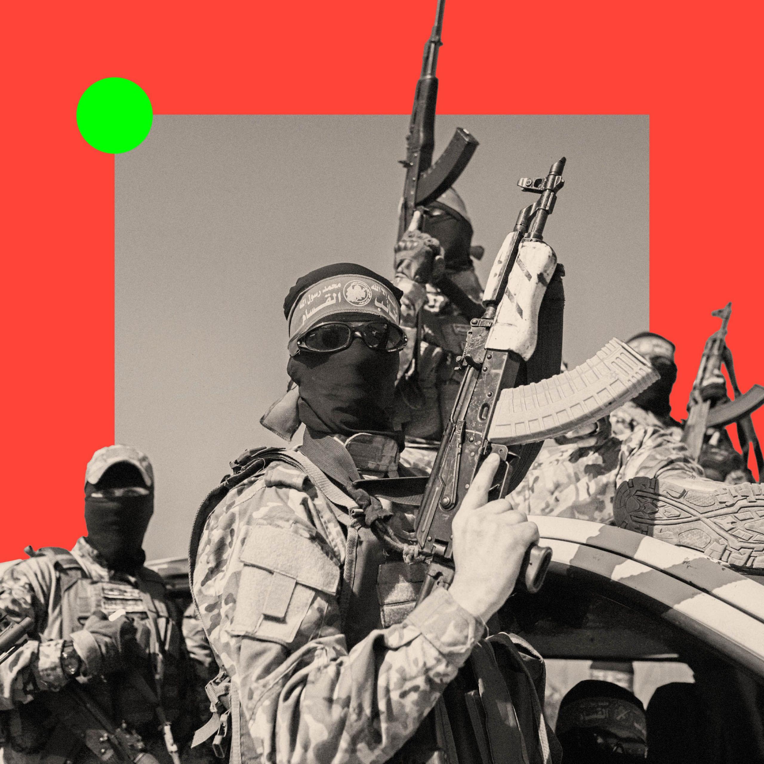 A Hamas member holding a gun