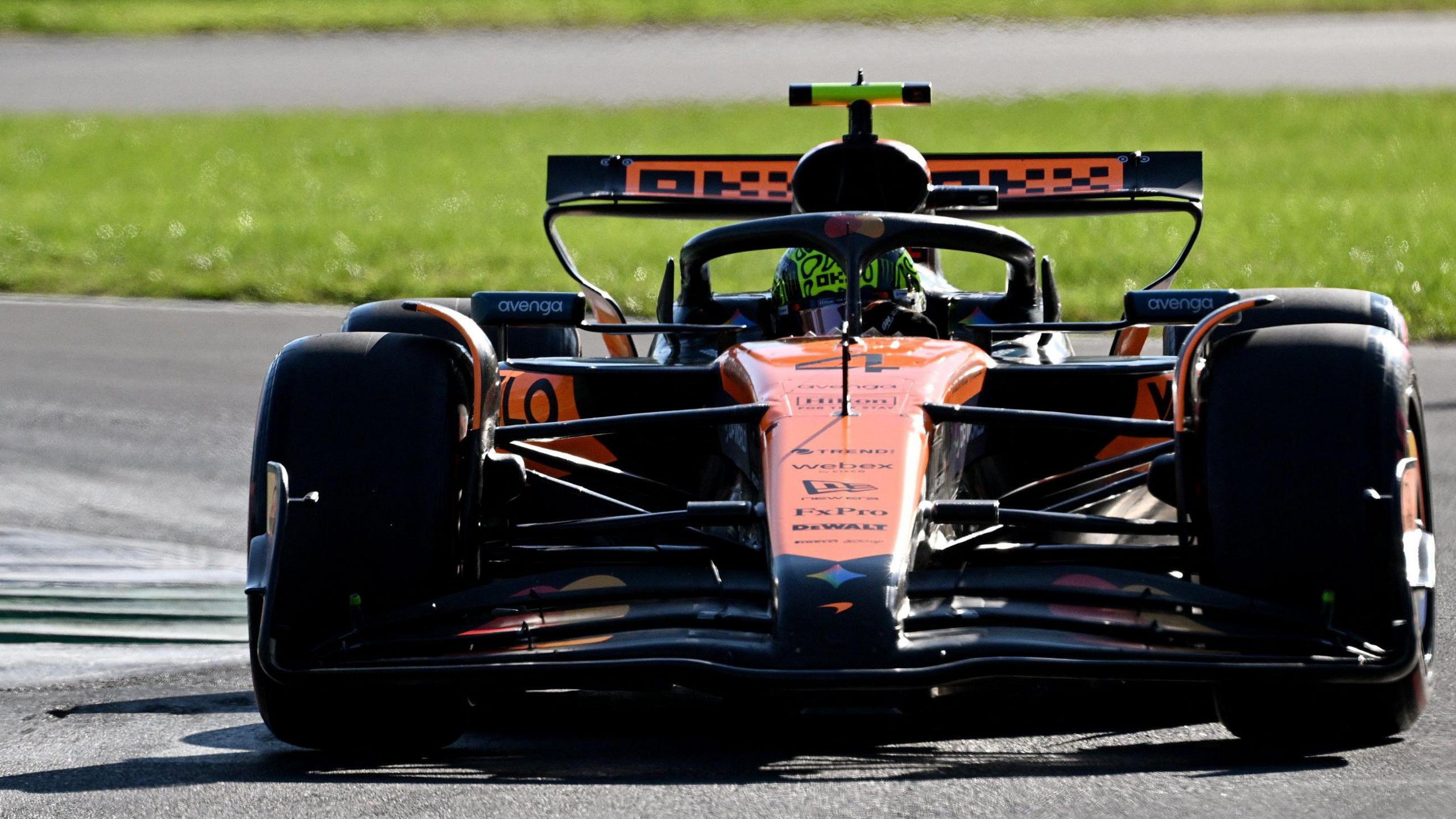 Lando Norris steers his McLaren during second practice for the Italian Grand Prix
