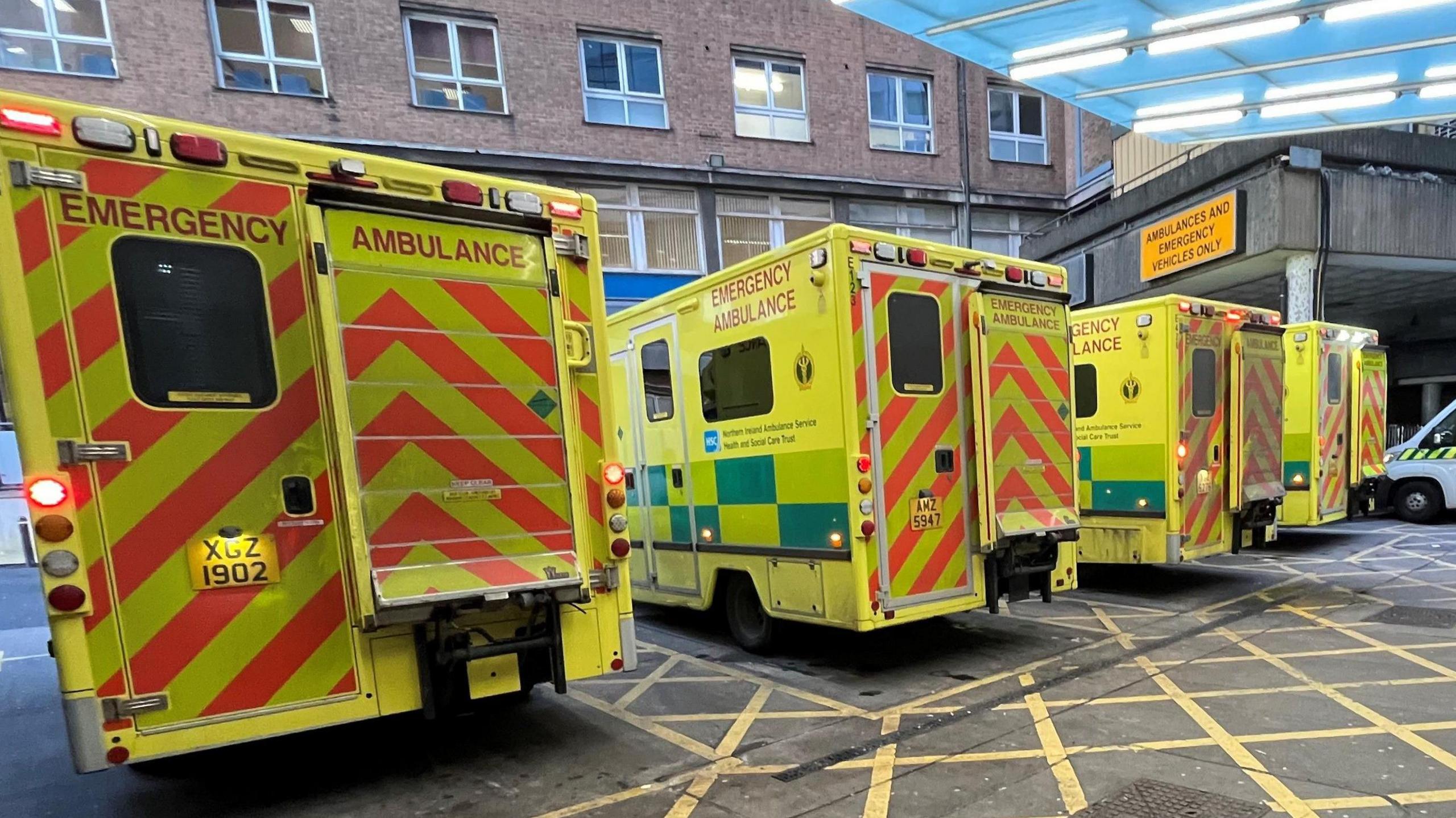 Row of ambulances outside the Royal Victoria Hospital in Belfast recently