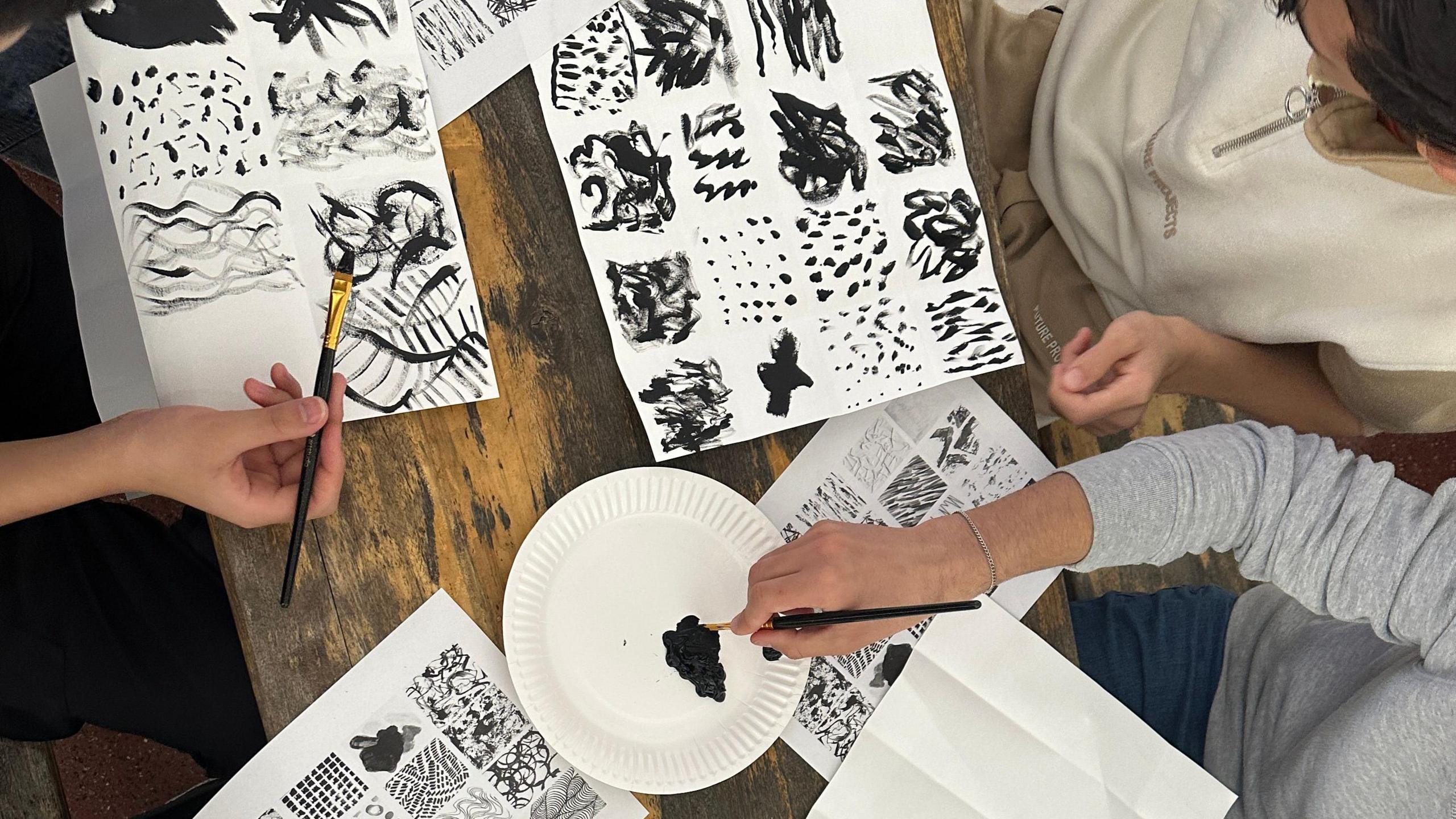 Children taking part in an art workshop