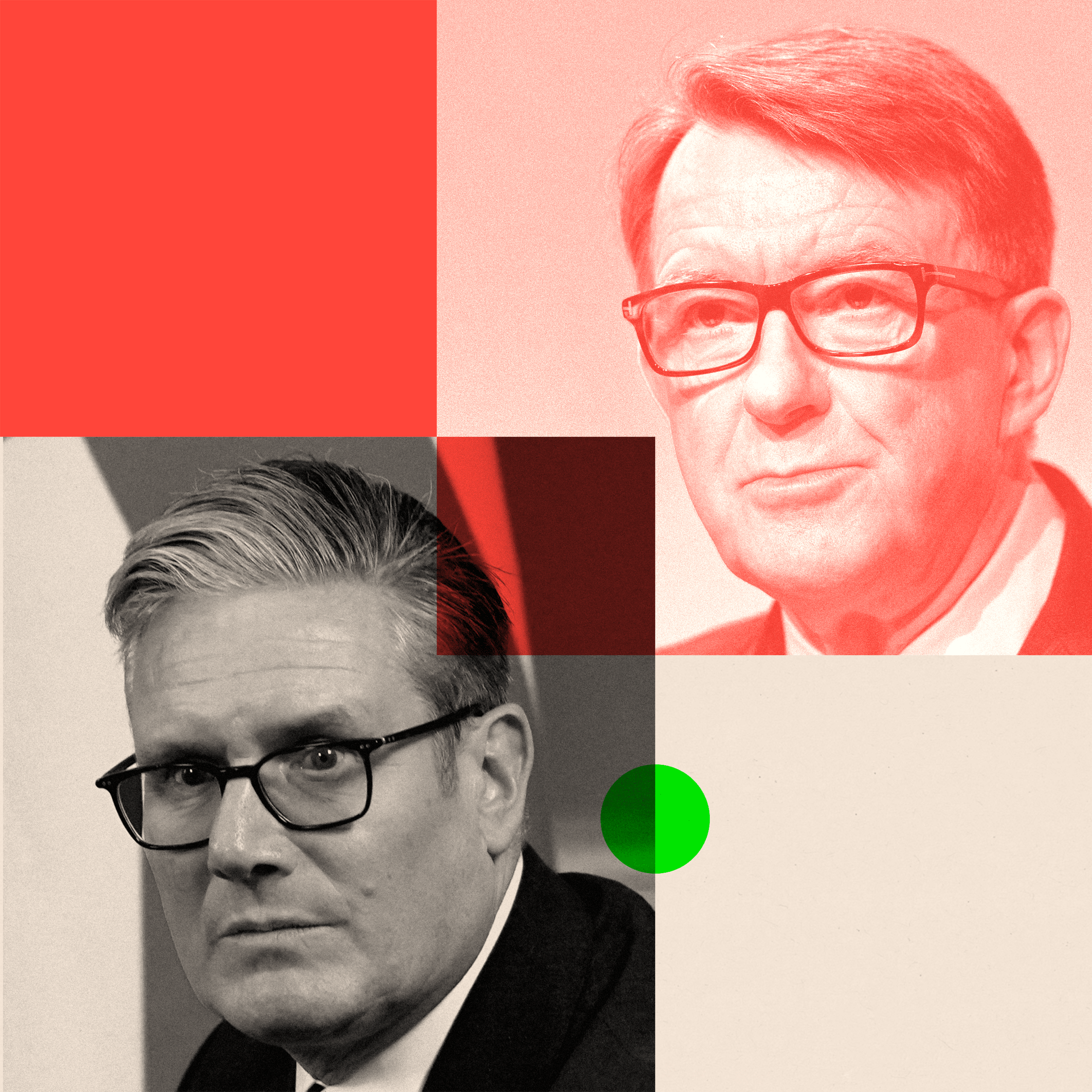 Collage featuring Lord Mandelson and Keir Starmer.
