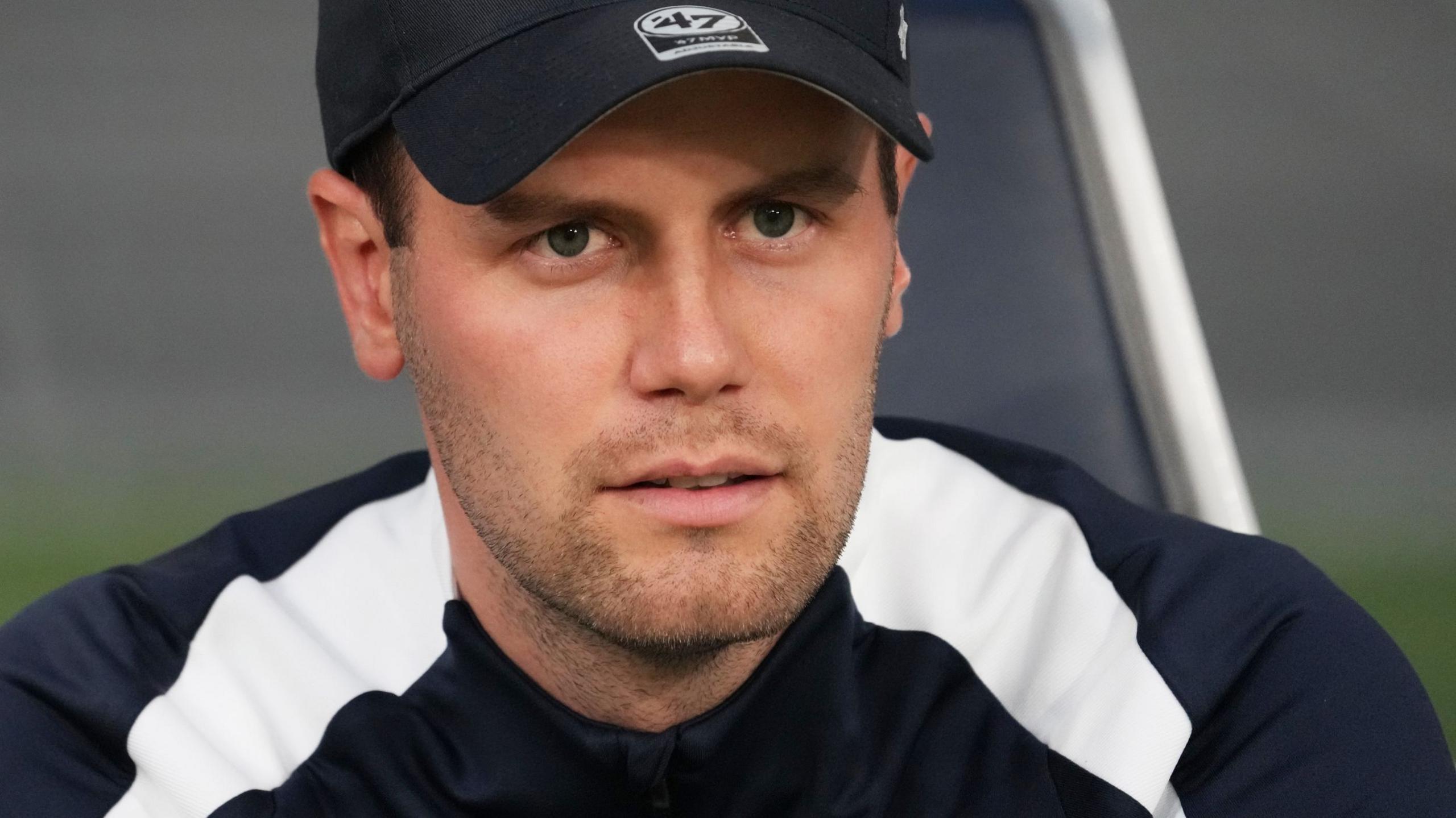 Fabian Hurzeler sits in the dugout