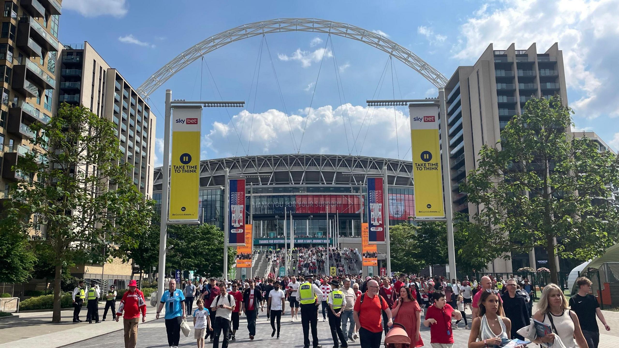 Fans leaving the stadium after Crawley Town's first ever trip to Wembley Stadium