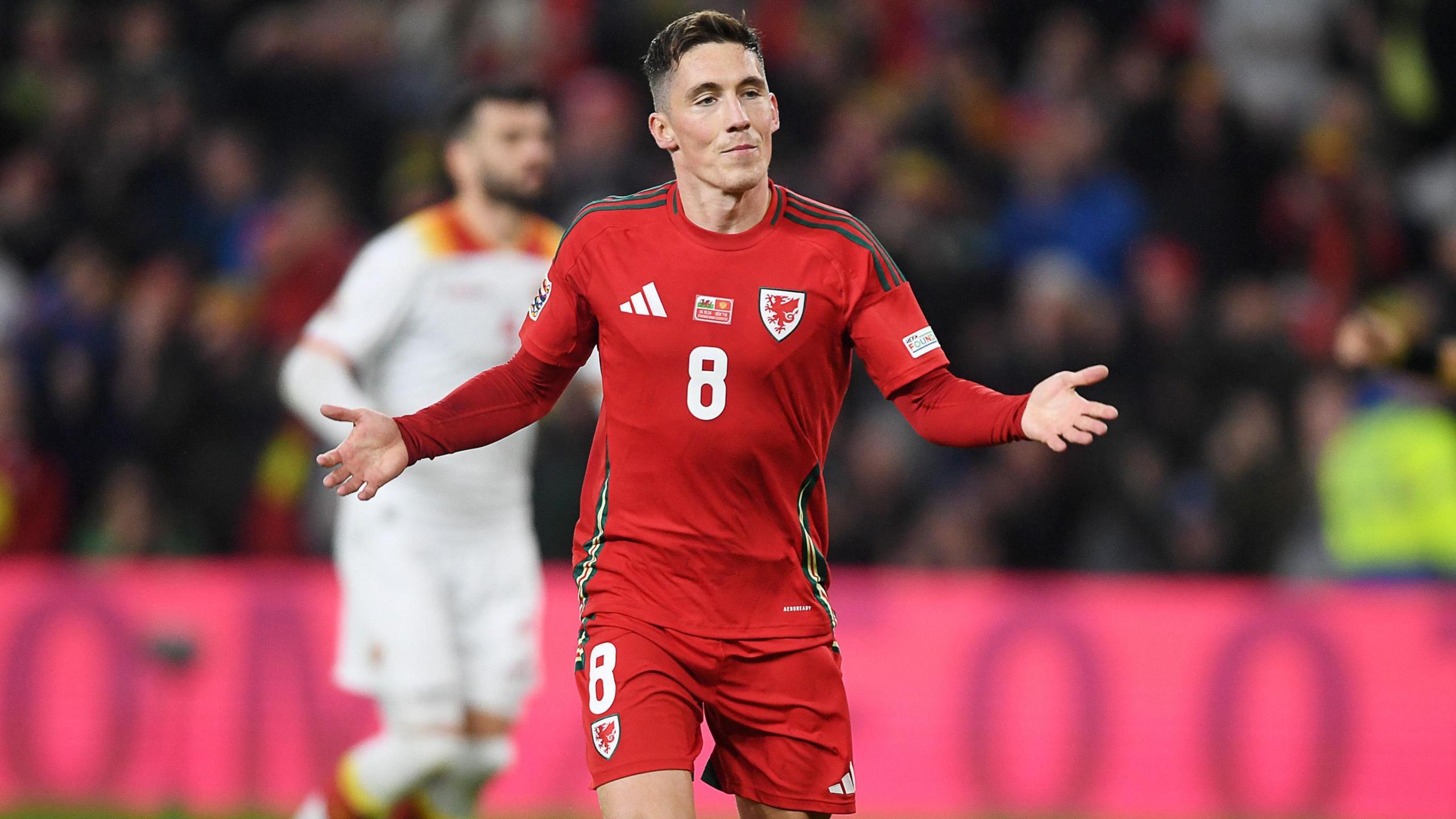 Harry Wilson celebrates scoring for Wales