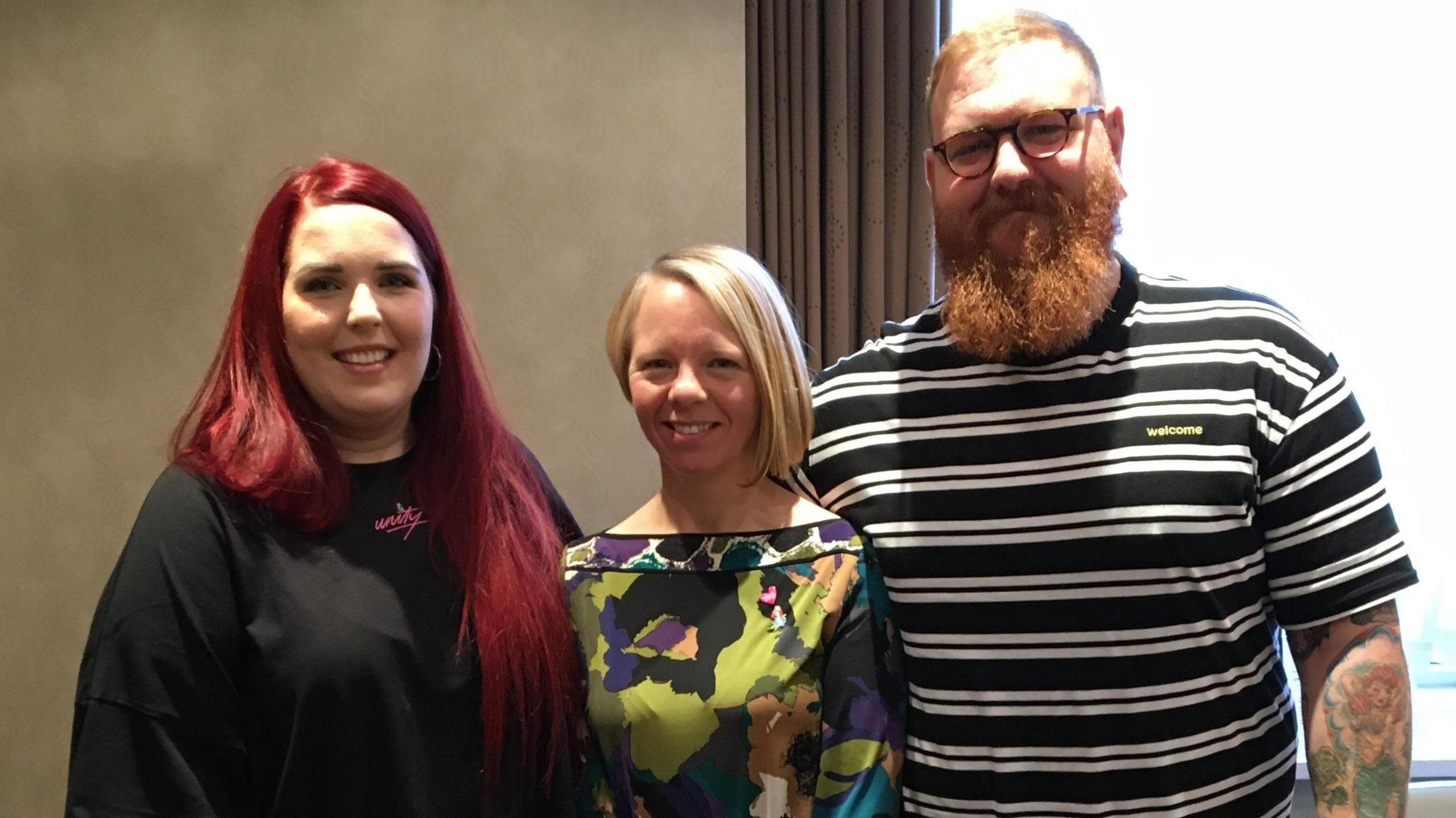 Karen Piotr (middle) with Adam Buckborough, who received a donor kidney from Karen's husband Mark after his death. They are pictured with Adam's wife 