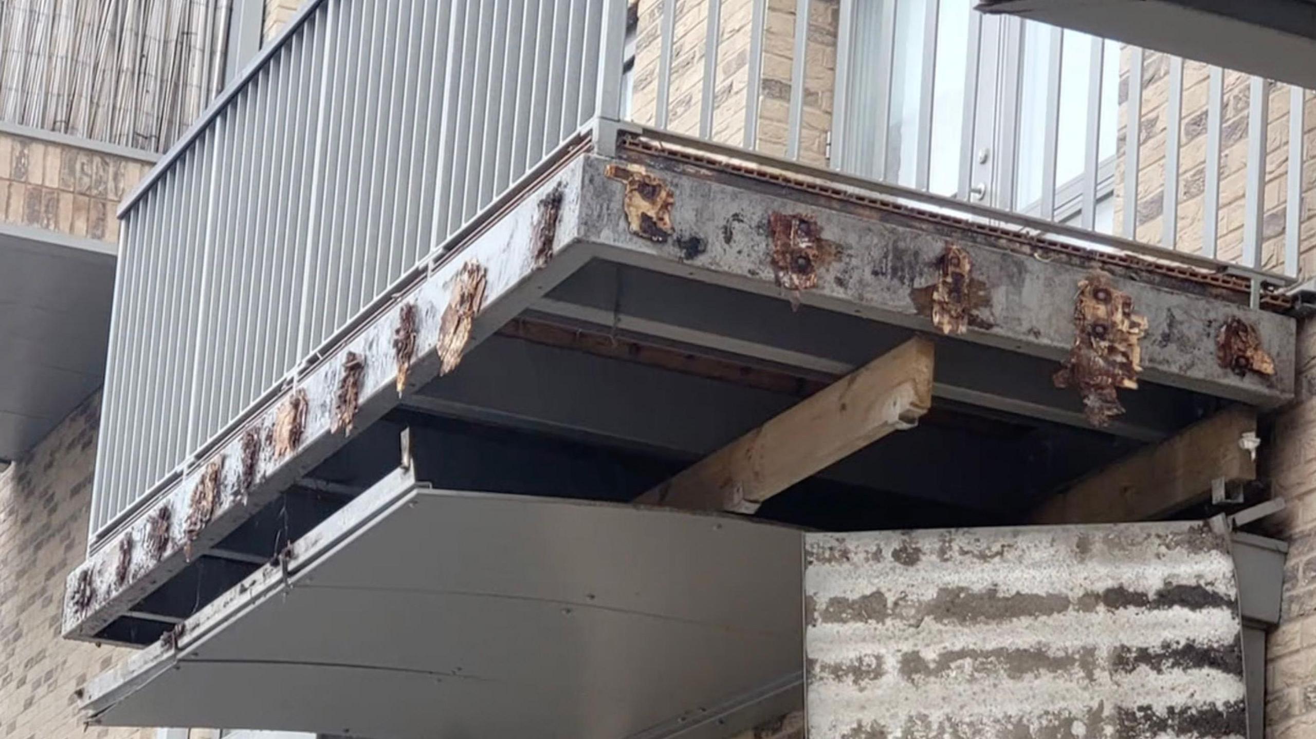 Damaged balcony on Weavers estate