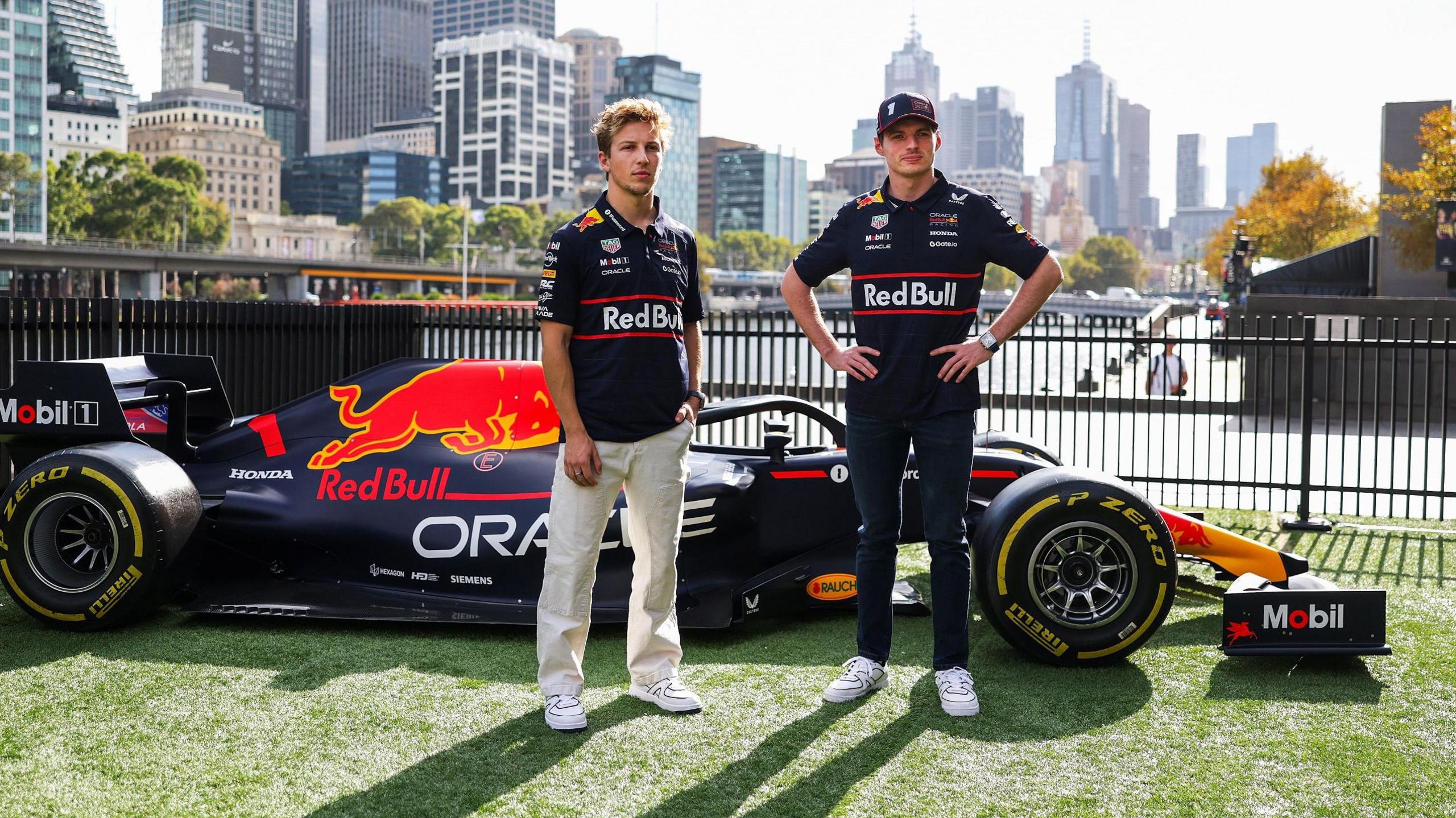 Liam Lawson and Max Verstappen