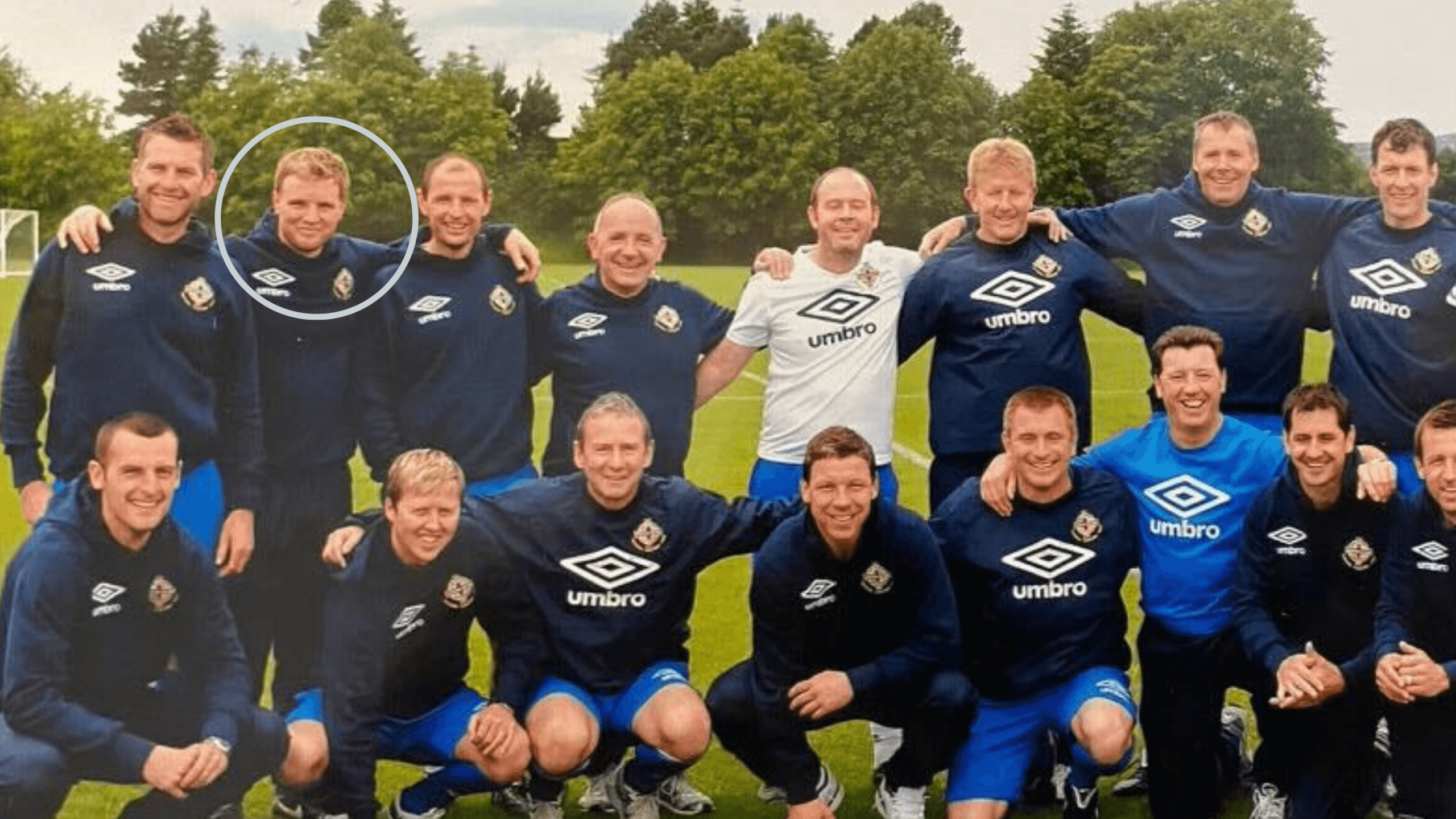Eddie Howe with his fellow class-mates on the Uefa Pro Licence course in Belfast in 2011