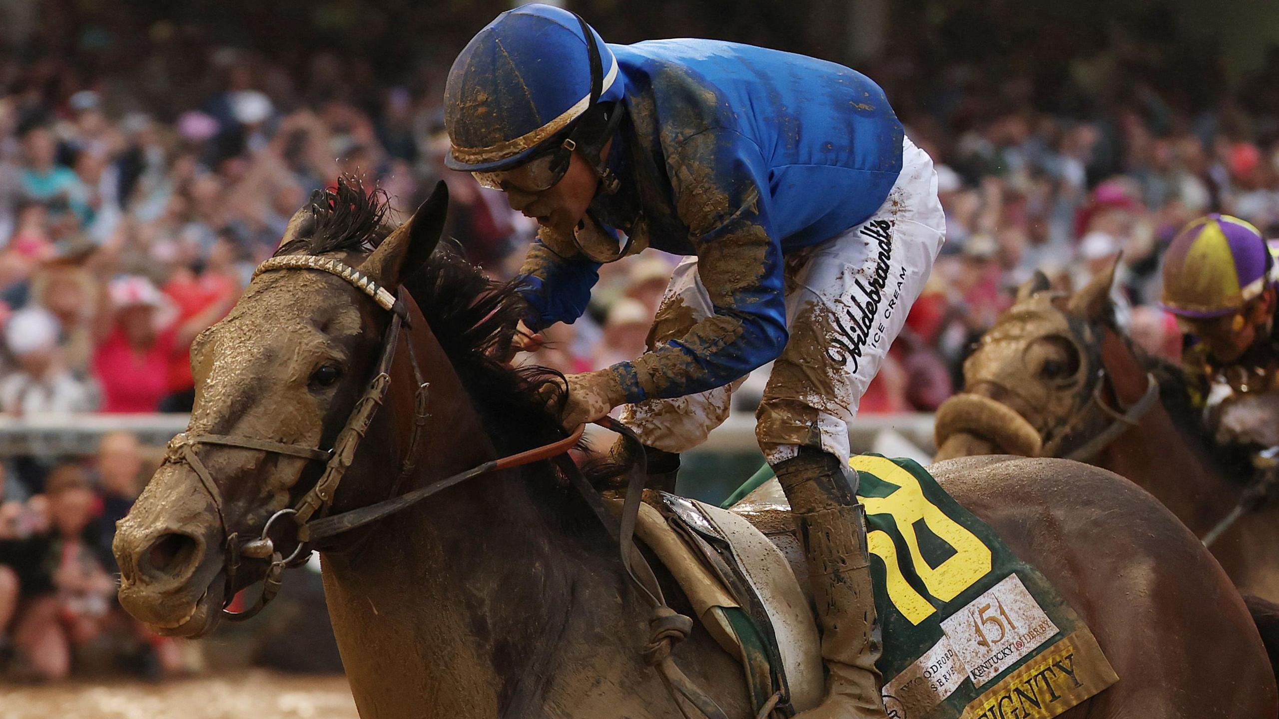 Sovereignty crosses the line to win the Kentucky Derby