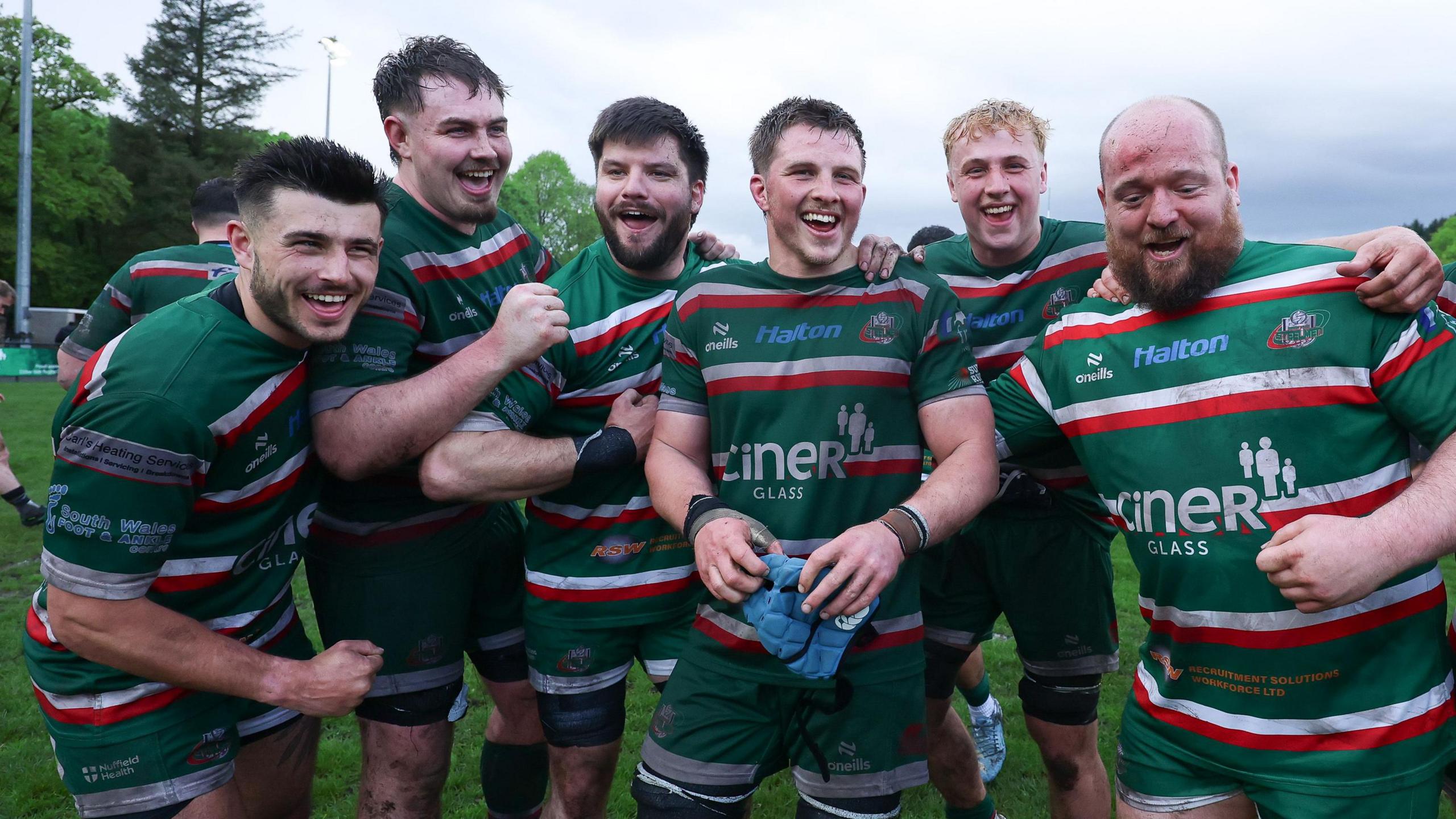 Ebbw Vale celebrate beating Newport in the semi-finals of Super Rygbi Cymru