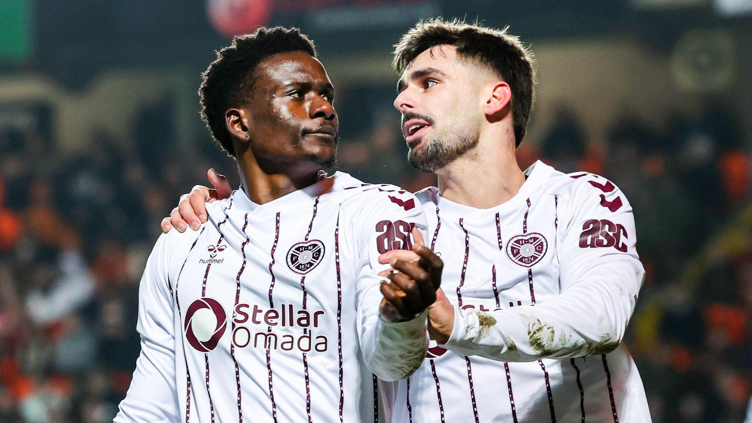 Hearts celebrate goal