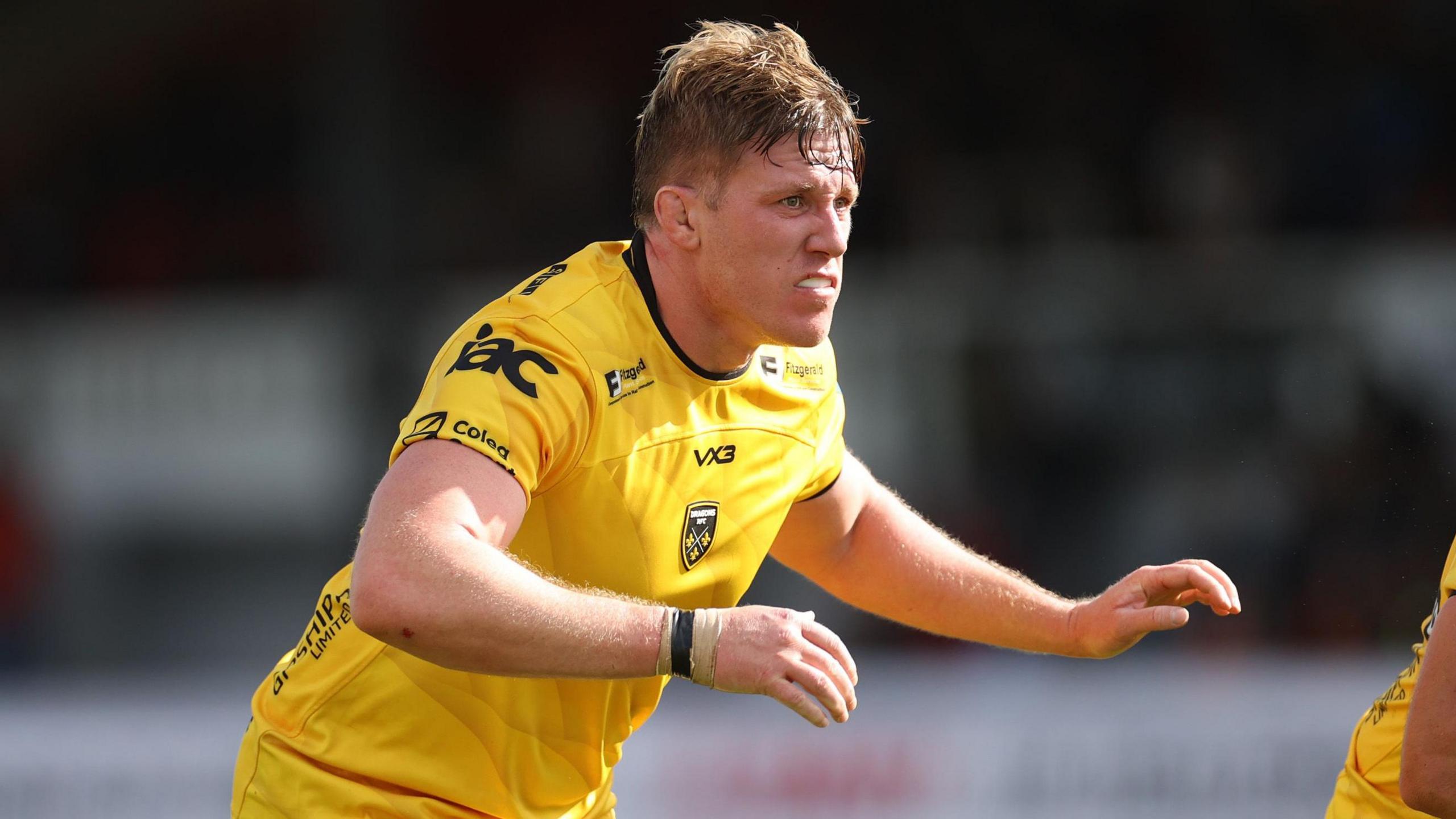 Lock Matthew Screech in action for Dragons against Scarlets