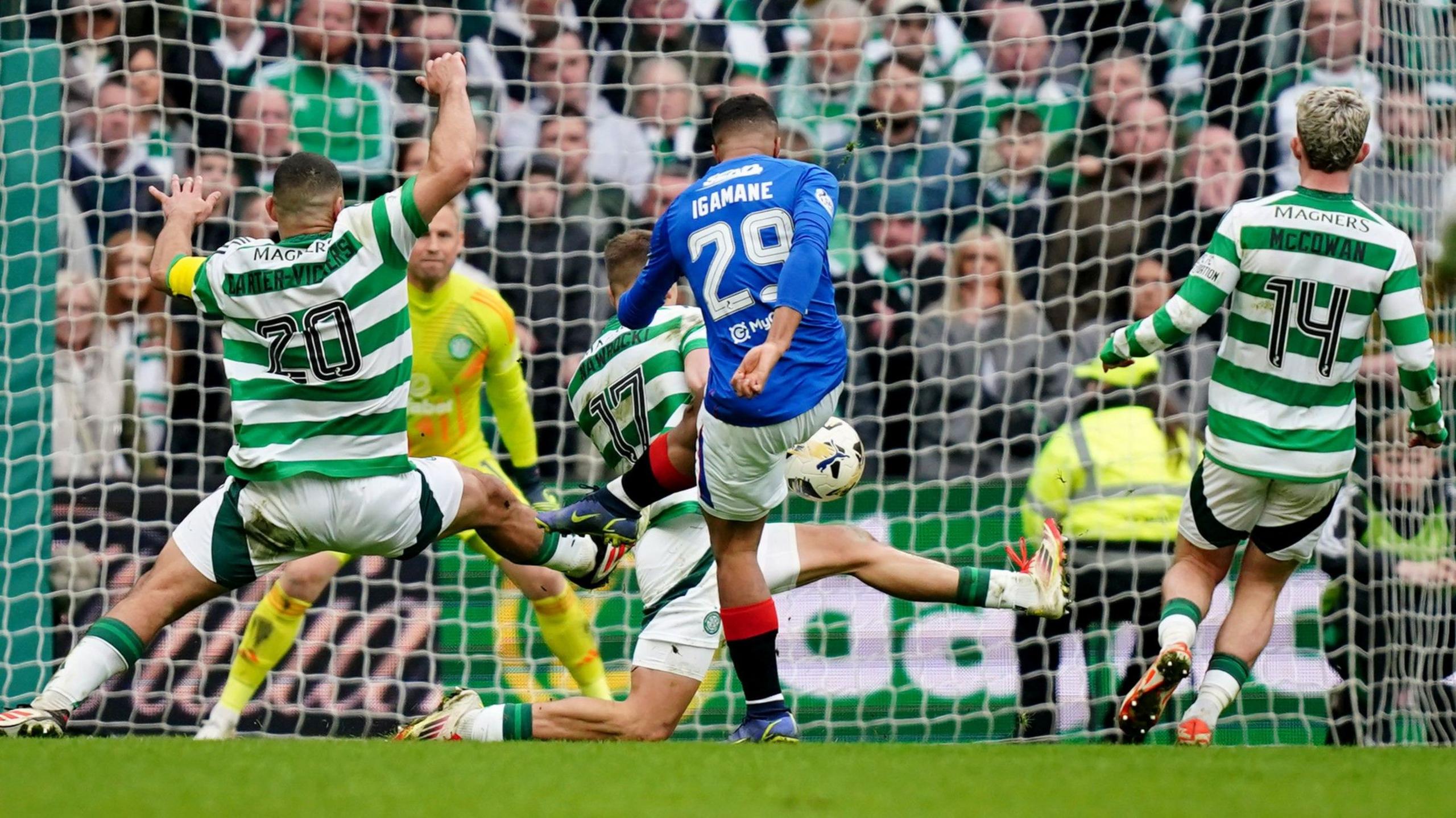 Hamza Igamane's stunning late strike gave Rangers derby victory over Celtic