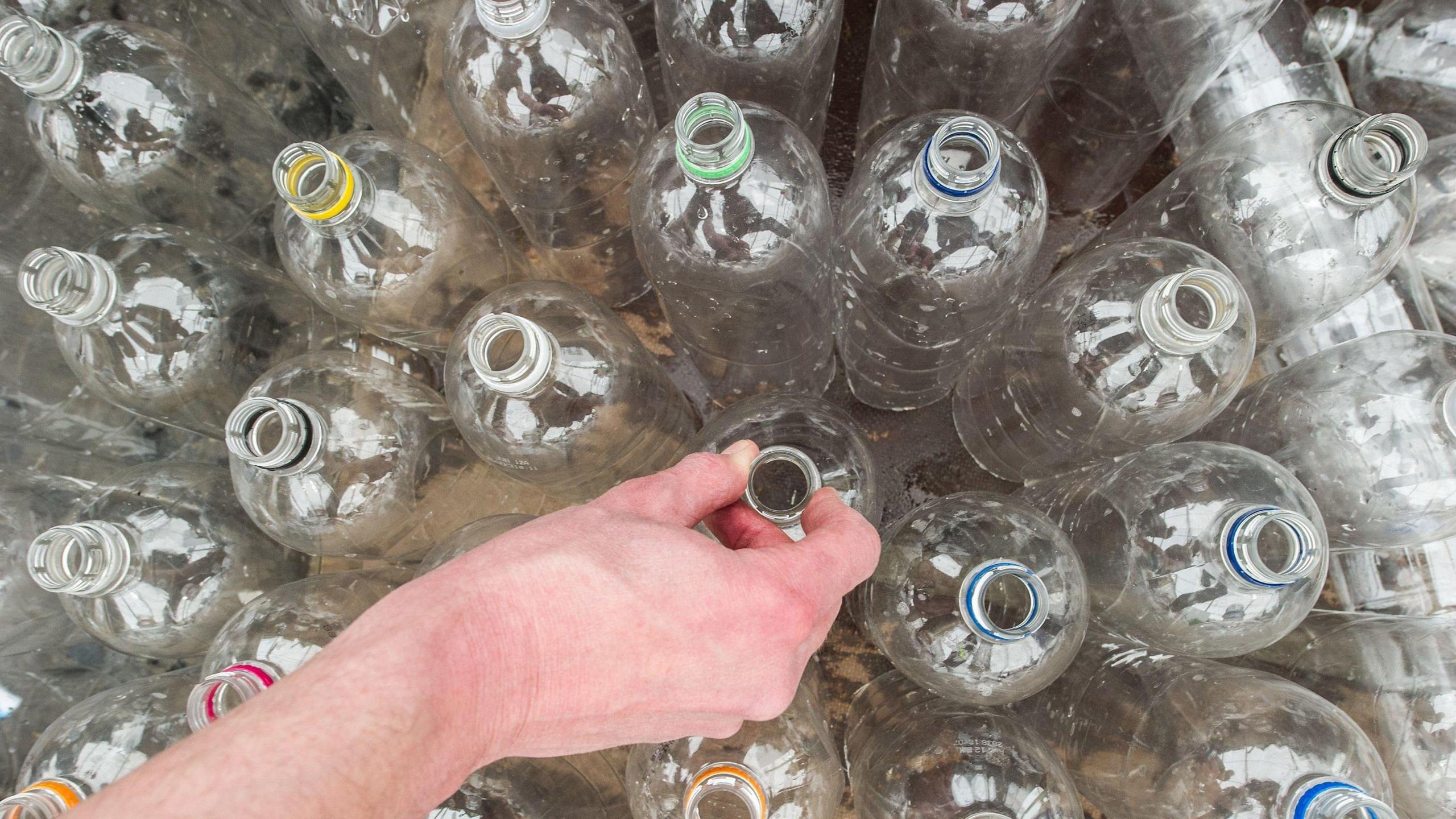 Close up of plastic bottles