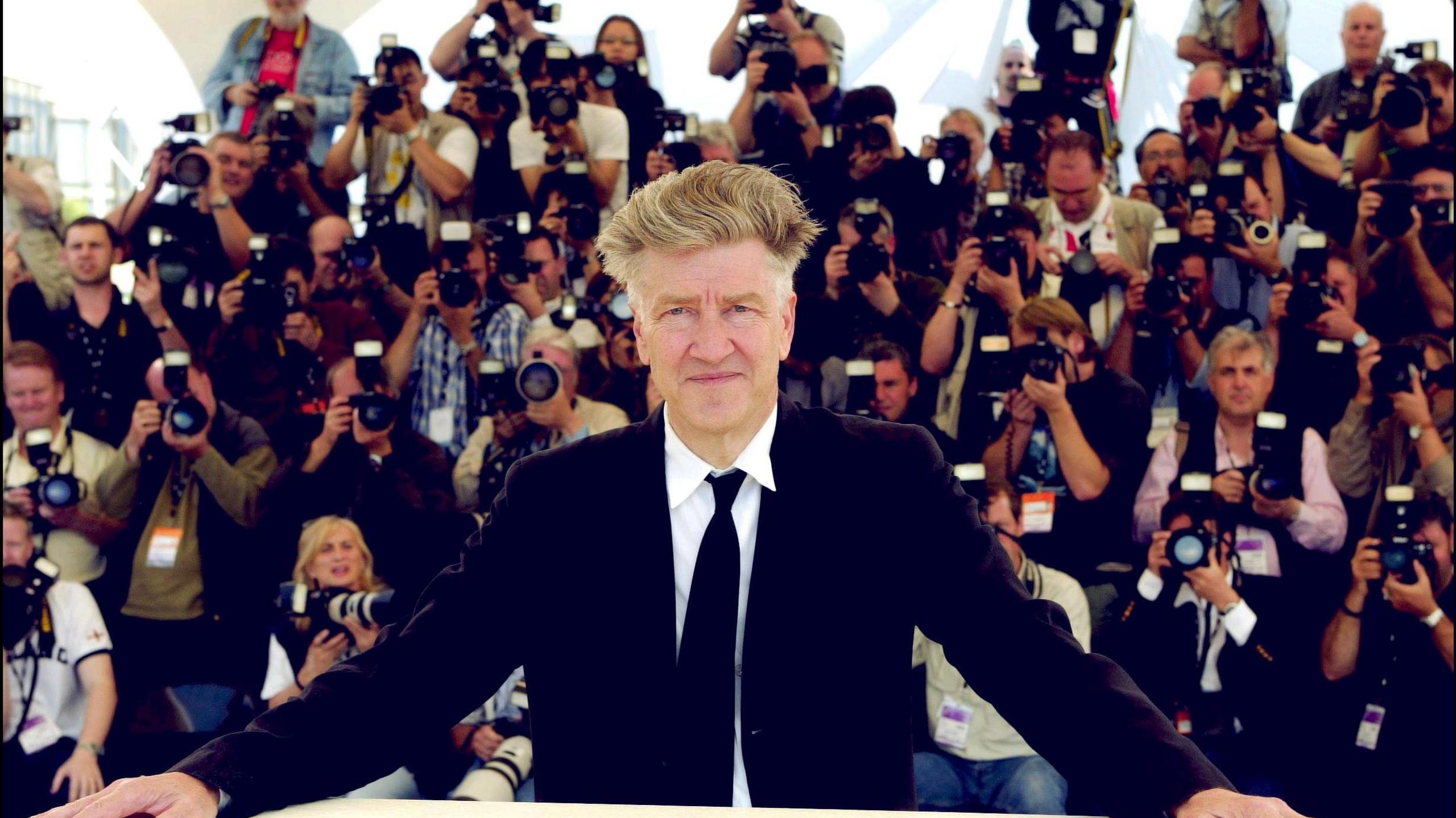 David Lynch in the eye of the cameras at Cannes Film Festival in 2002