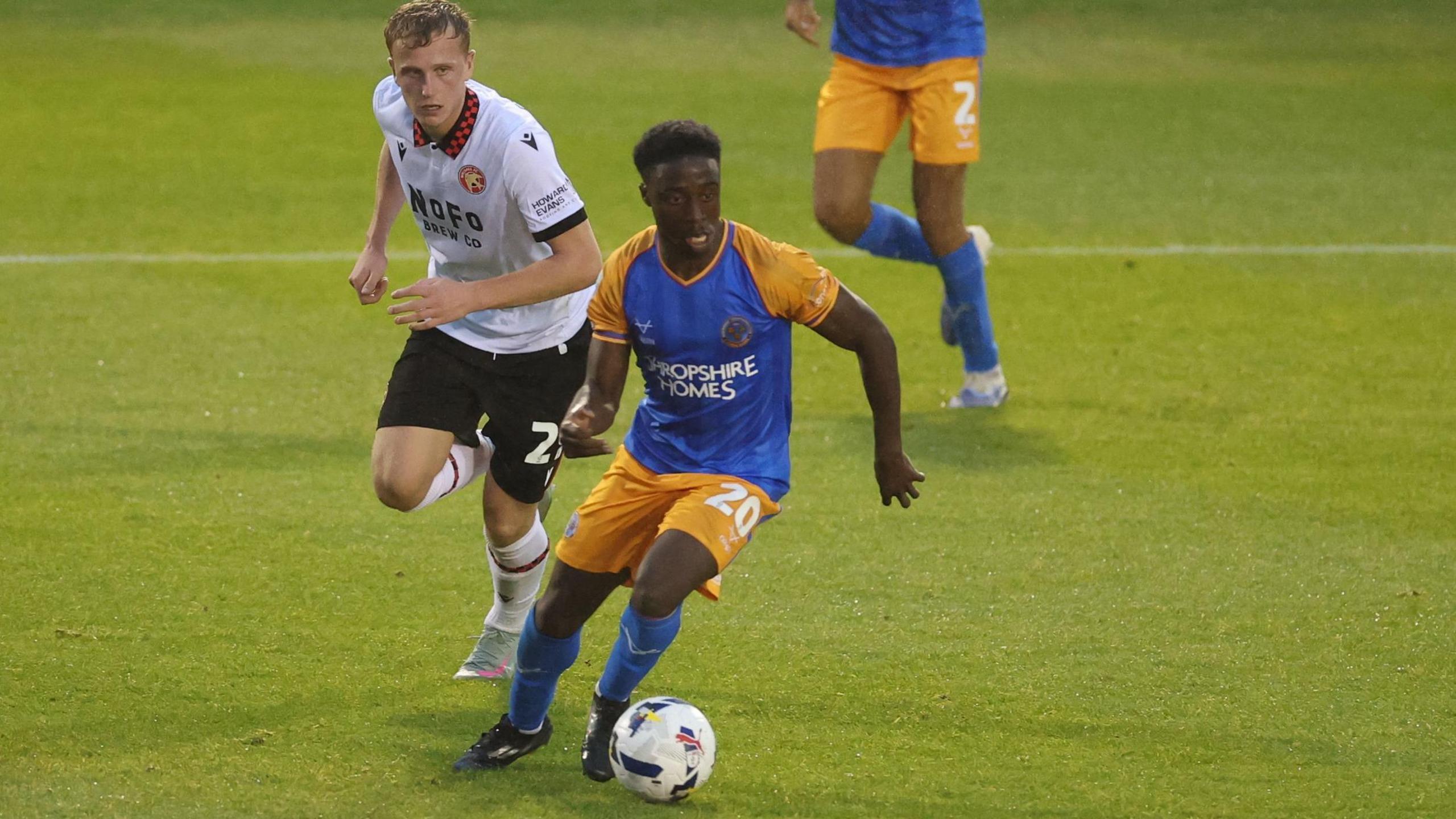 Ismeal Kabia in action for Shrewsbury Town