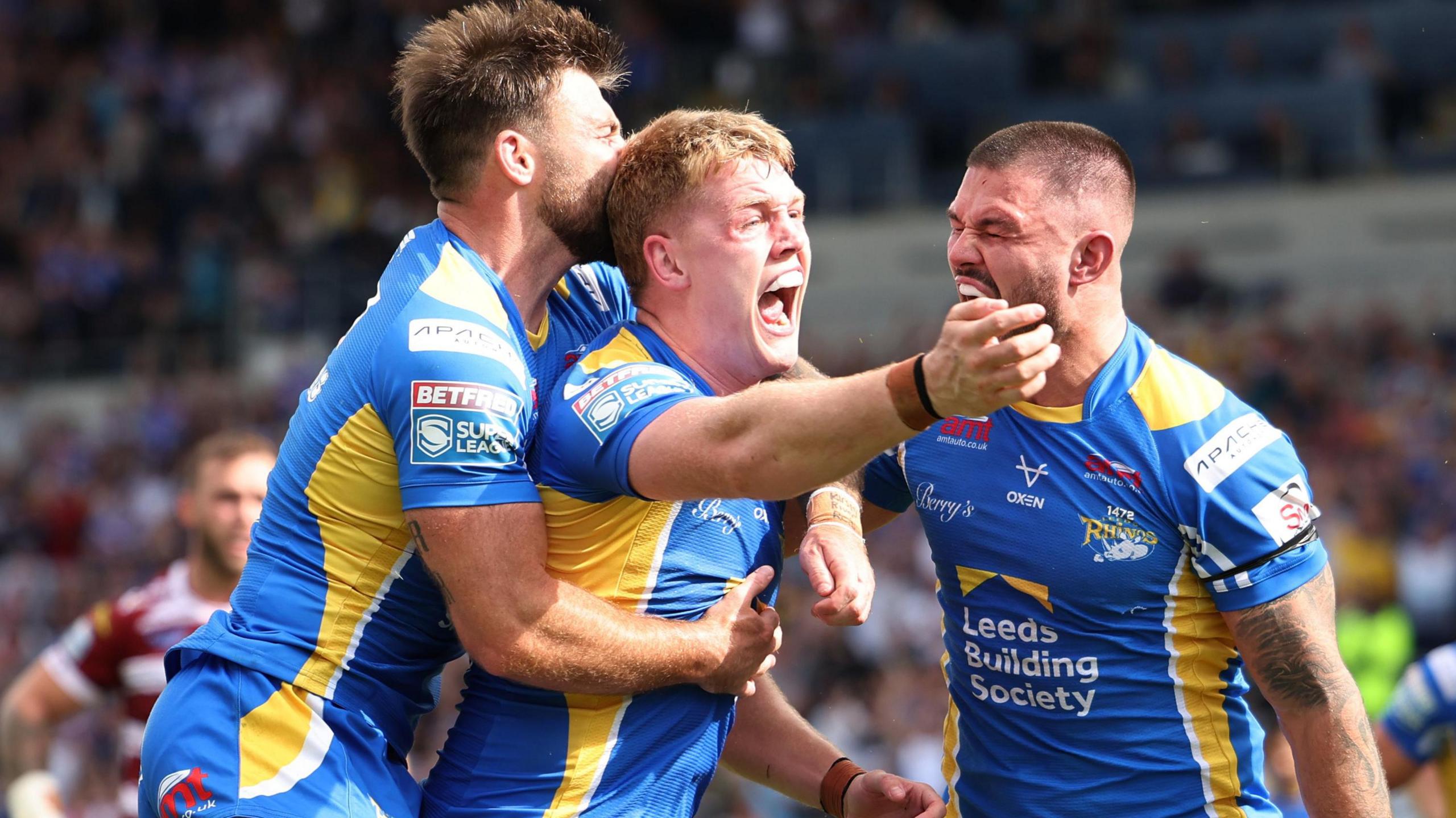 Leeds Rhinos celebrate against Wigan