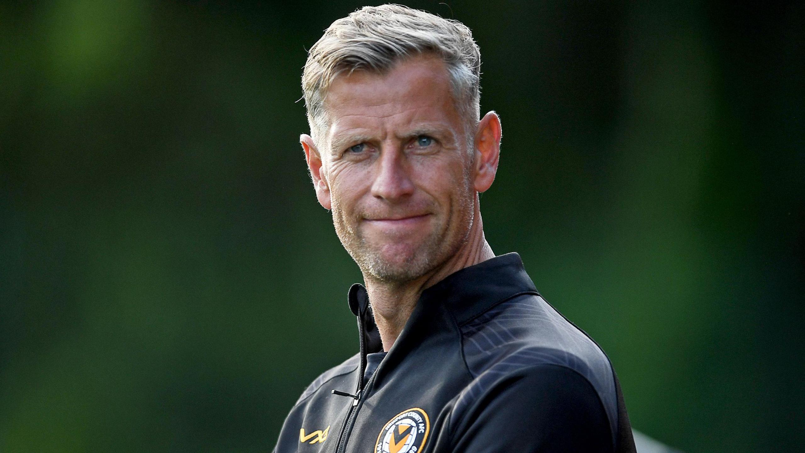 Newport County manager David Hughes on the touchline in the pre-season friendly at Pontypridd United