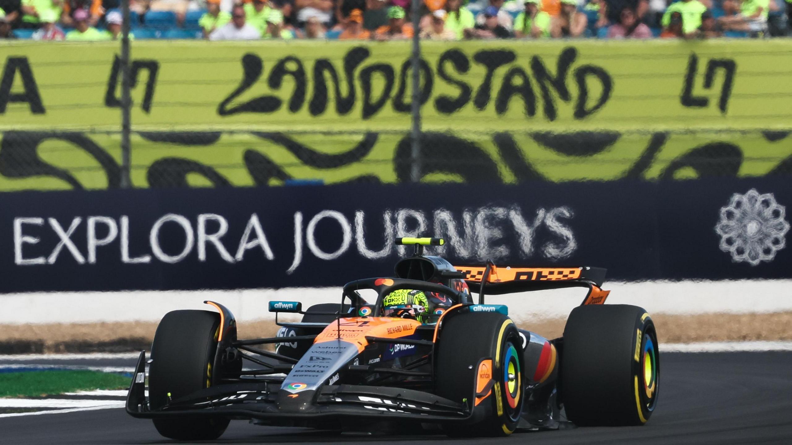McLaren's Lando Norris successful British Grand Prix 2nd believe pinch nan 'Lando stand' successful nan background