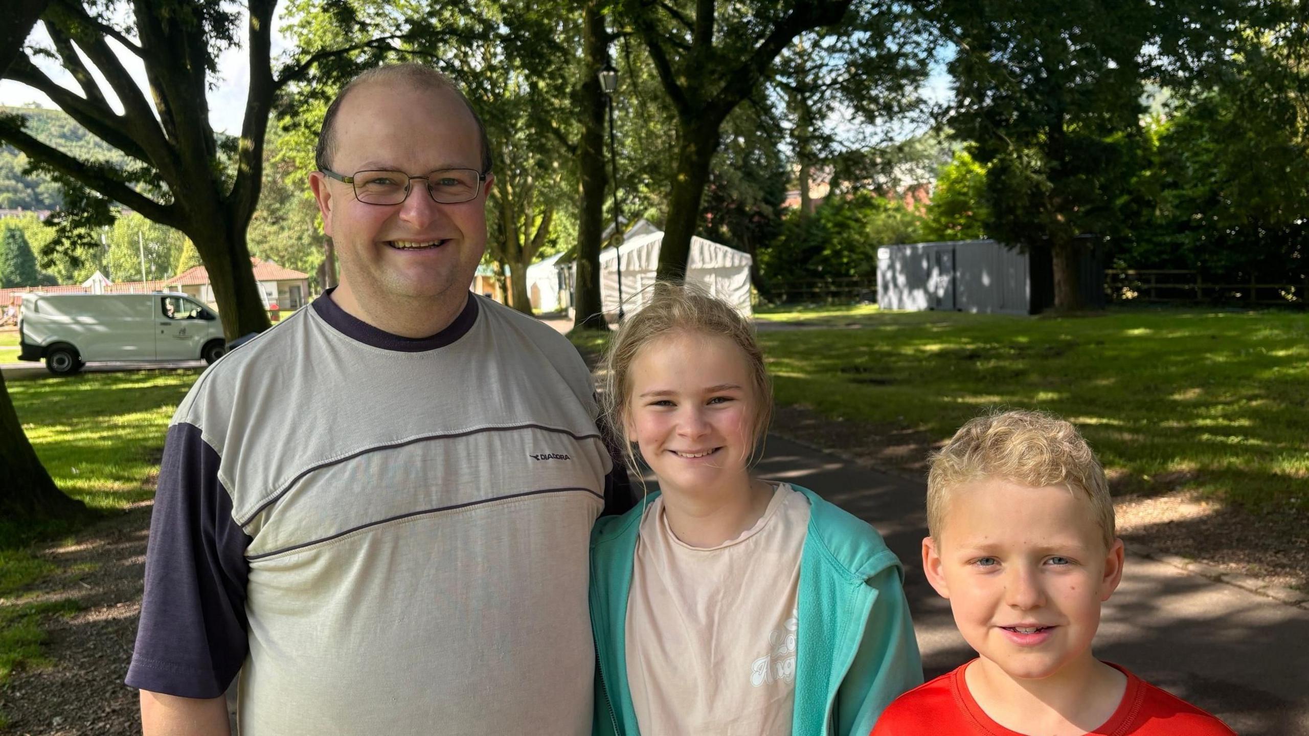 Gwydion and his children, Millie and Aled