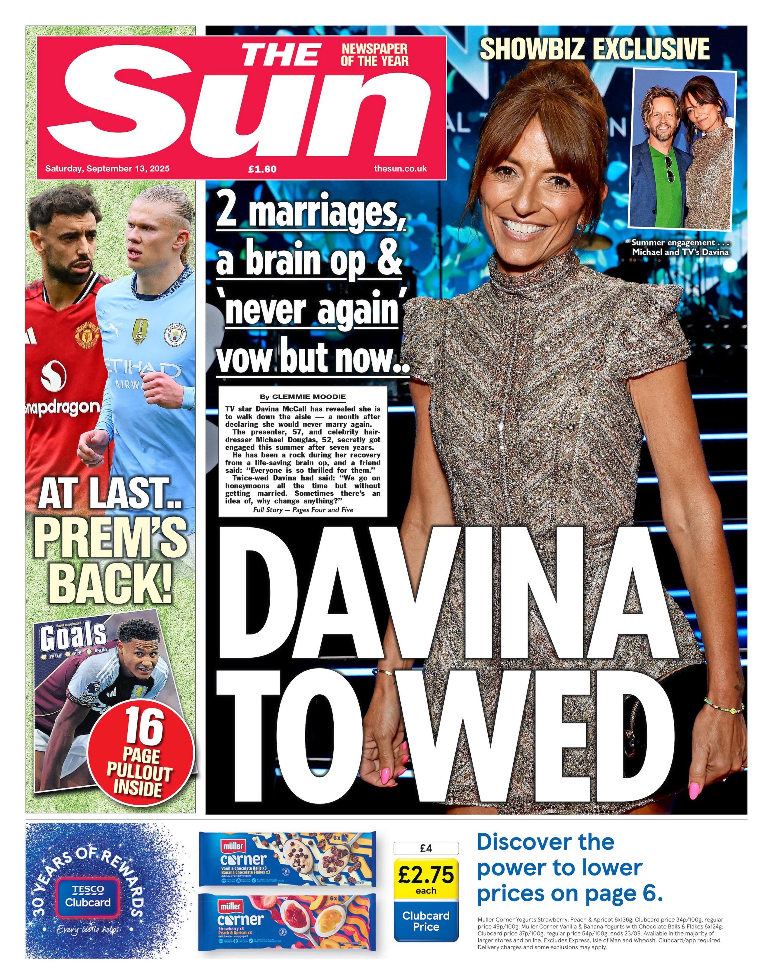 The headline on the front page of the Sunreads: "Davina to wed".