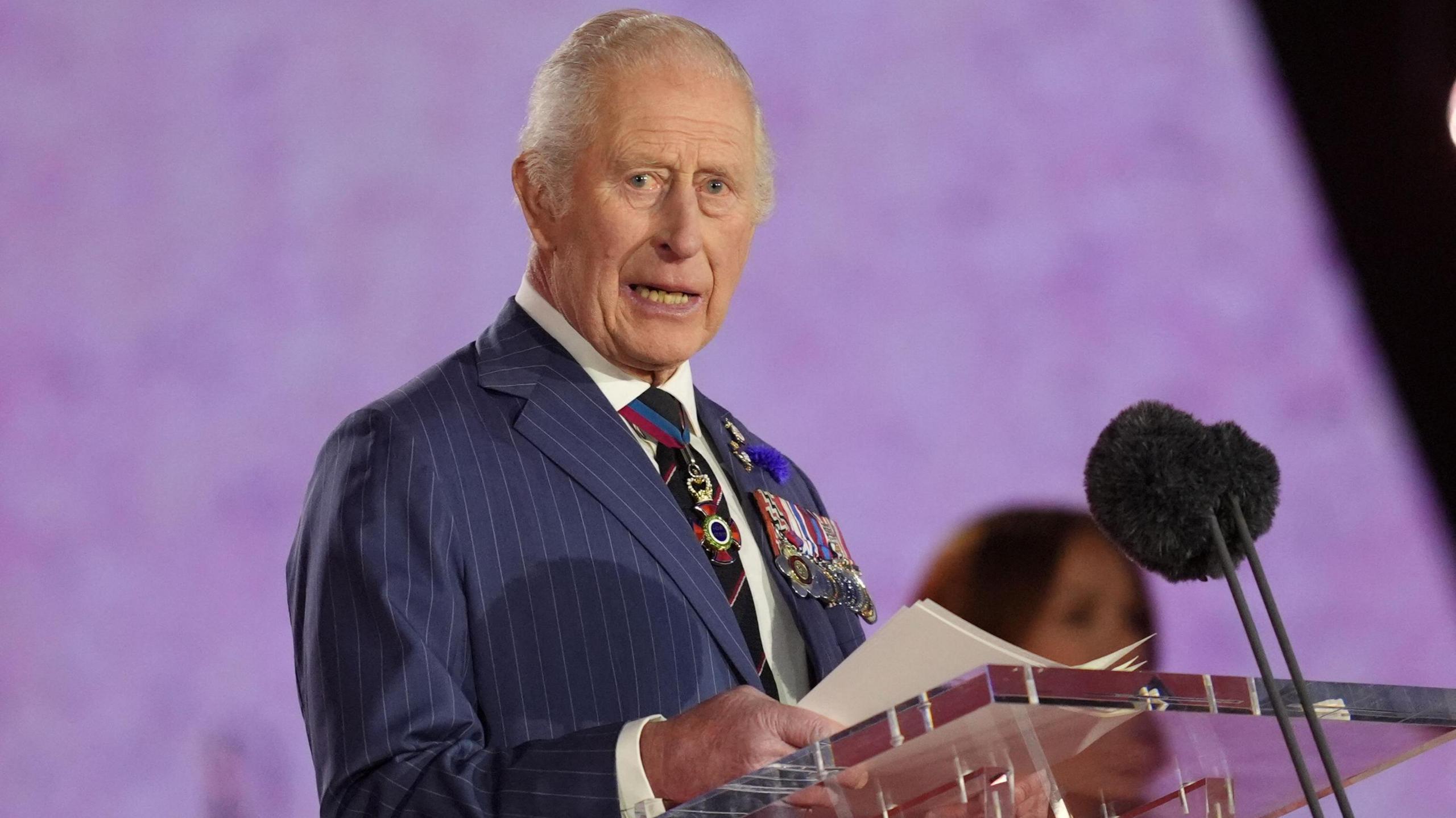 King Charles III speaking during the concert celebrating the 80th Anniversary of VE Day