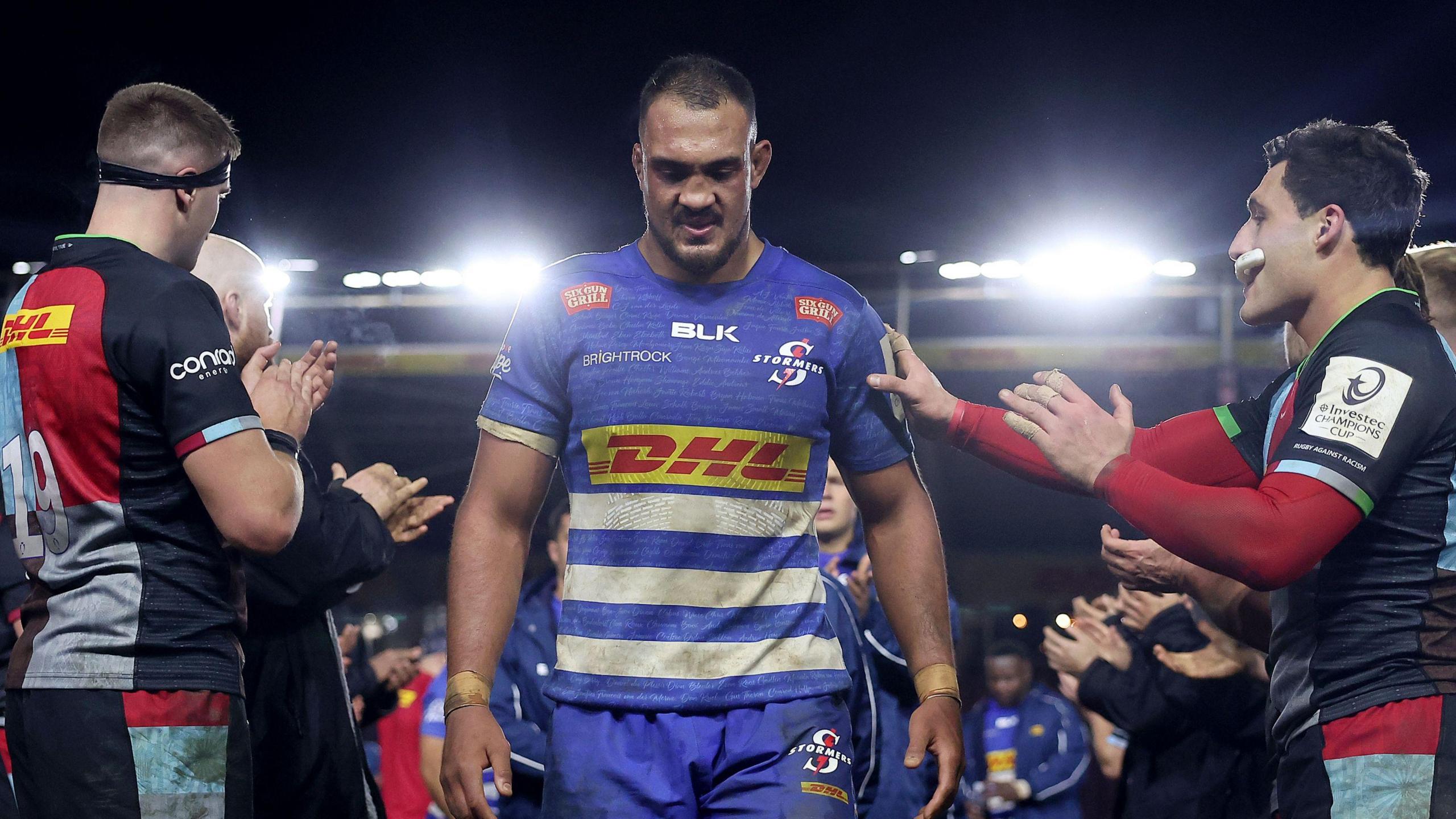 Stormers captain Salmaan Moerat walks down the tunnel at Harlequins