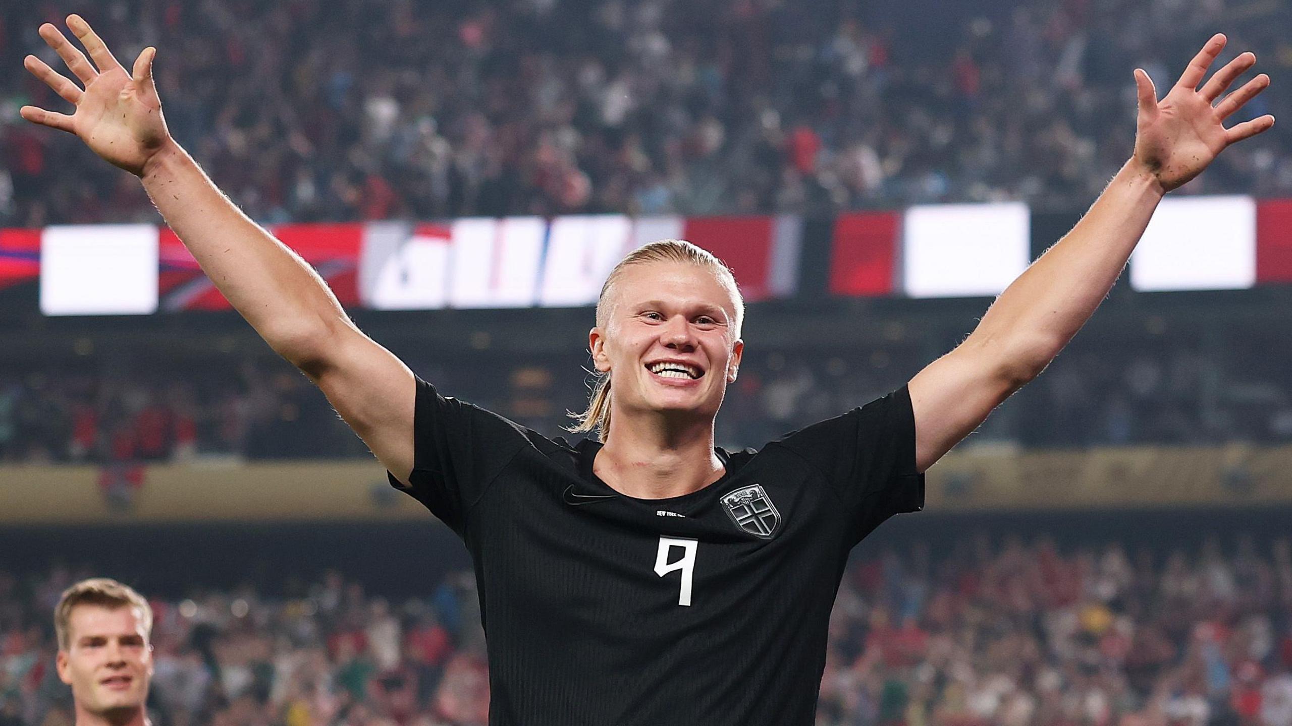 Norway striker Erling Haaland celebrates scoring against Senegal at 2026 World Cup