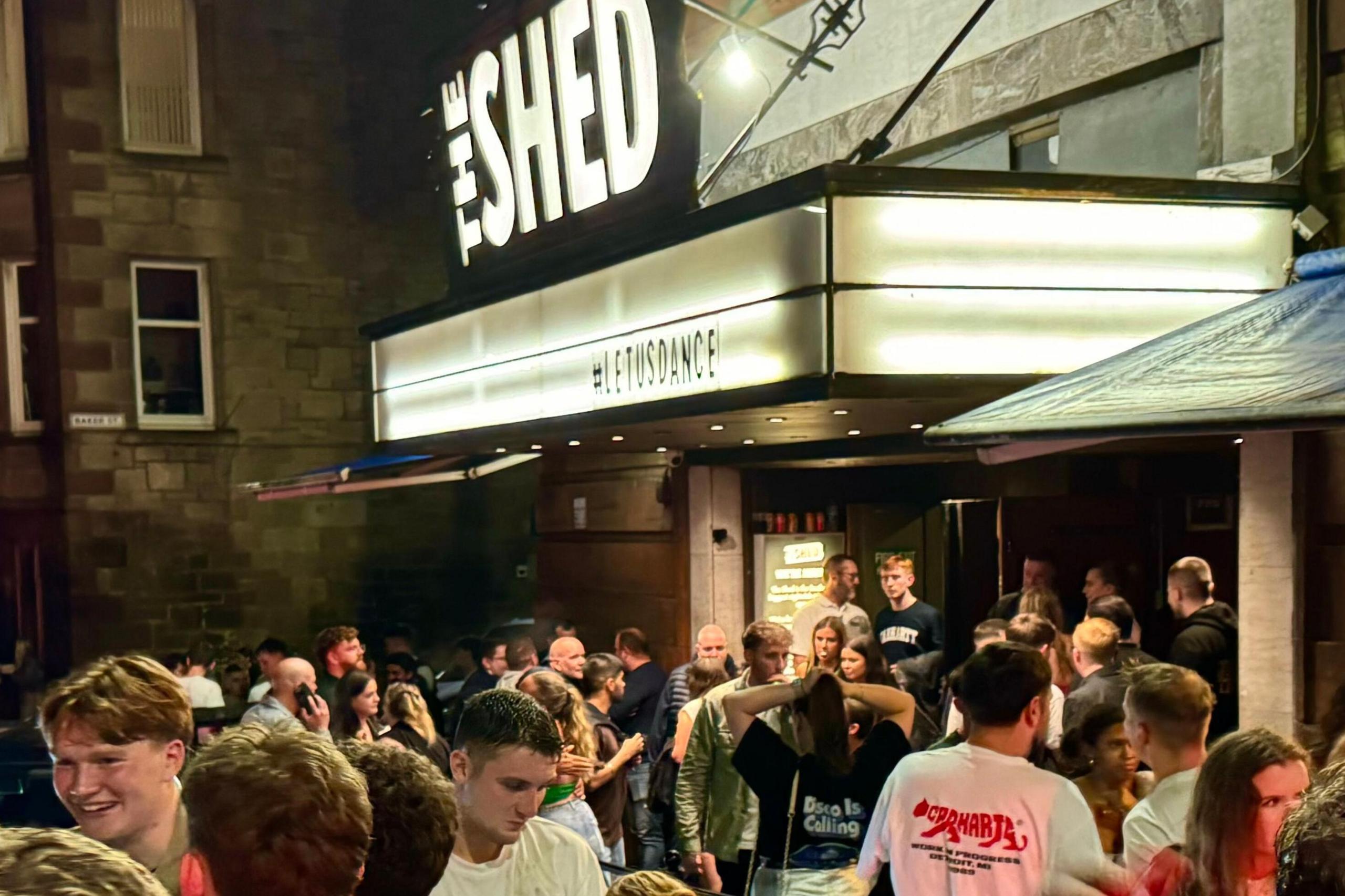 People outside The Shed nightclub 