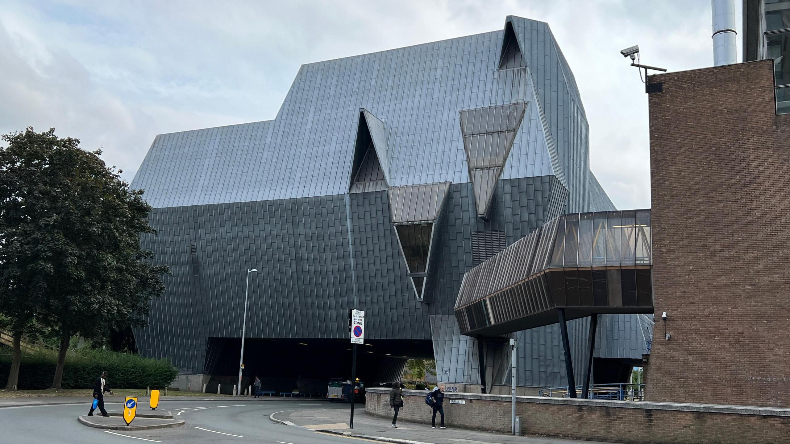 'The Elephant' side of the site is pictured - it is a large metallic grey building which, from some angles, looks to be the shape of an elephant.