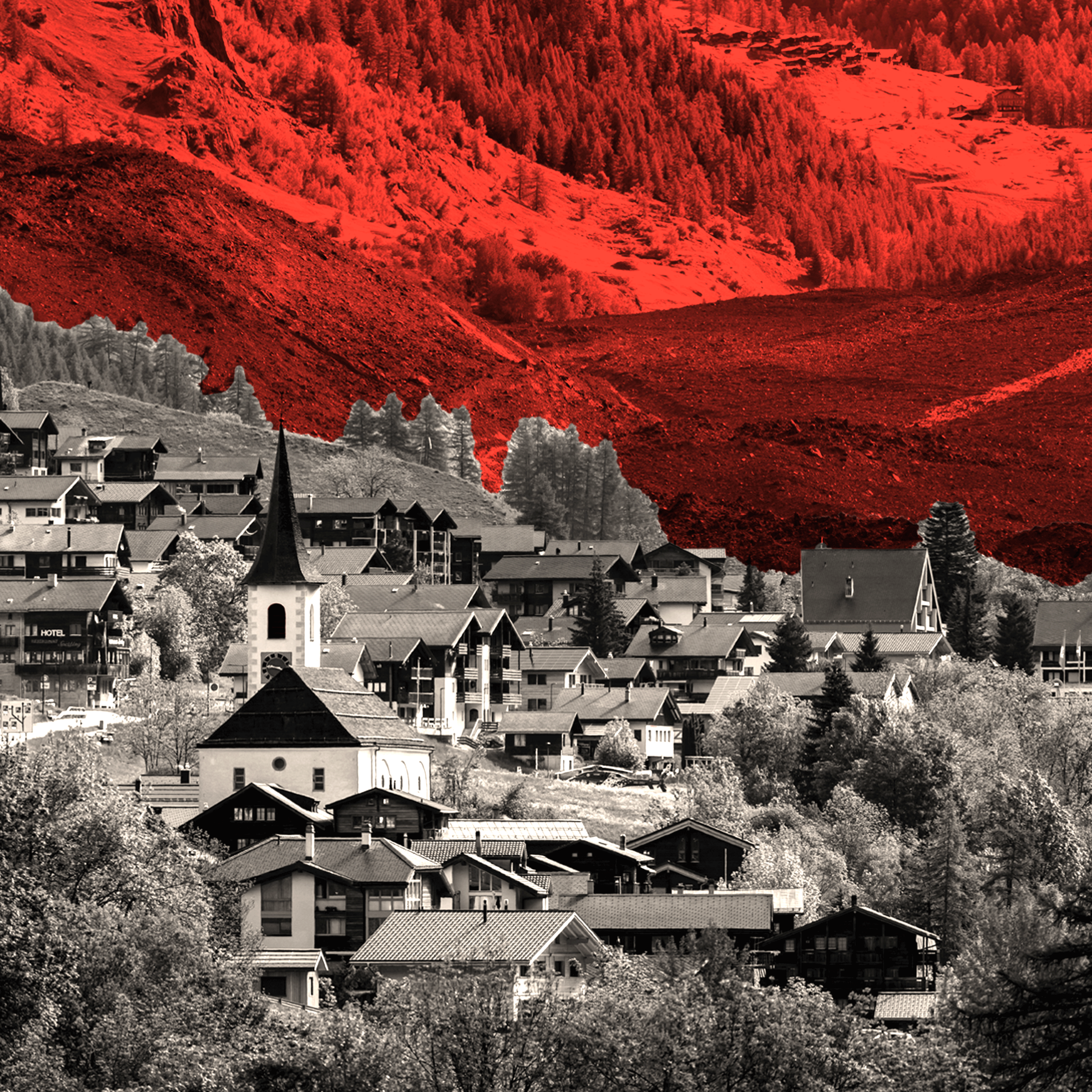 Blatten landscape with red treatment