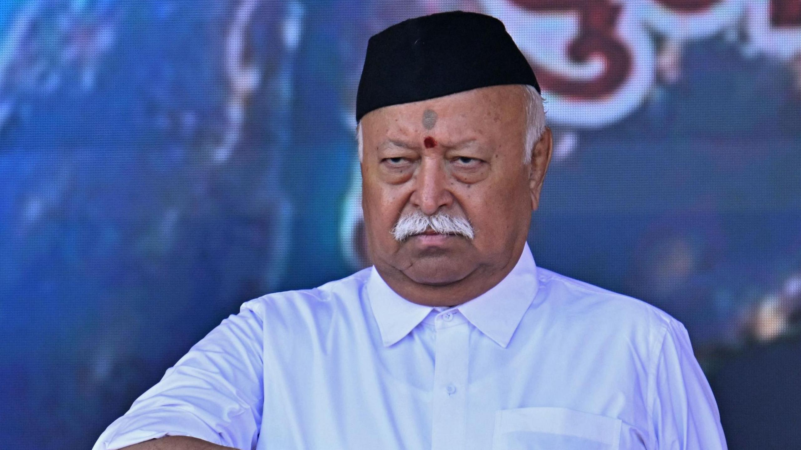 Rashtriya Swayamsevak Sangh (RSS) chief Mohan Bhagwat attends the centenary celebrations of the Hindu nationalist organisation at Reshimbagh Ground in Nagpur on October 2, 2025. 