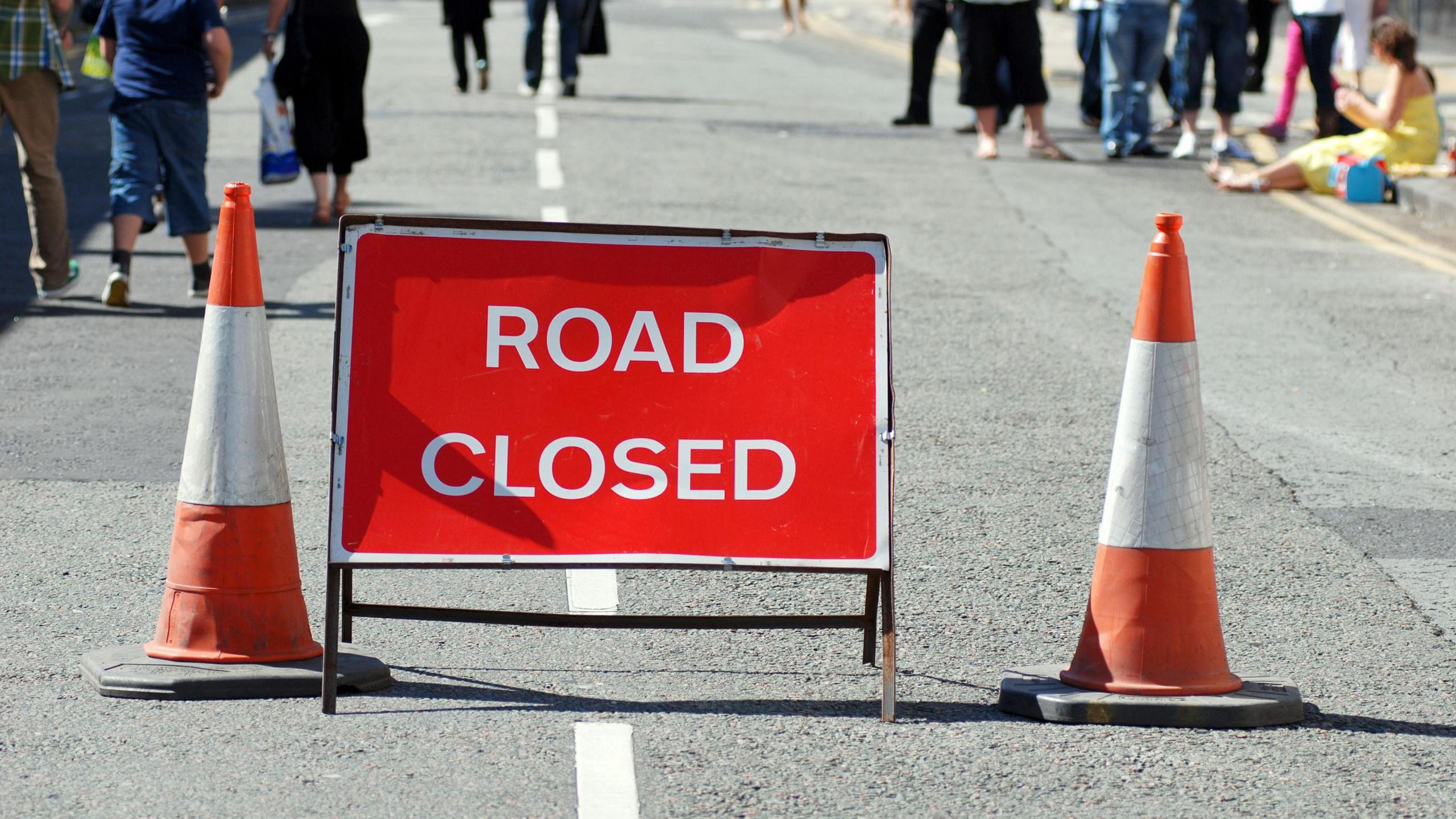 Road closed sign