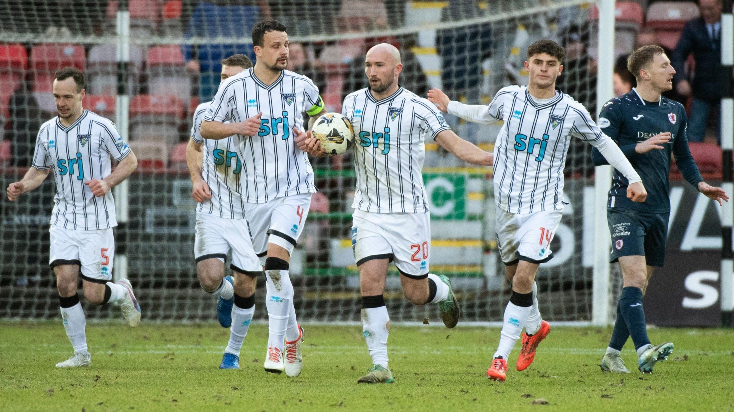 Dunfermline Athletic players celebrating