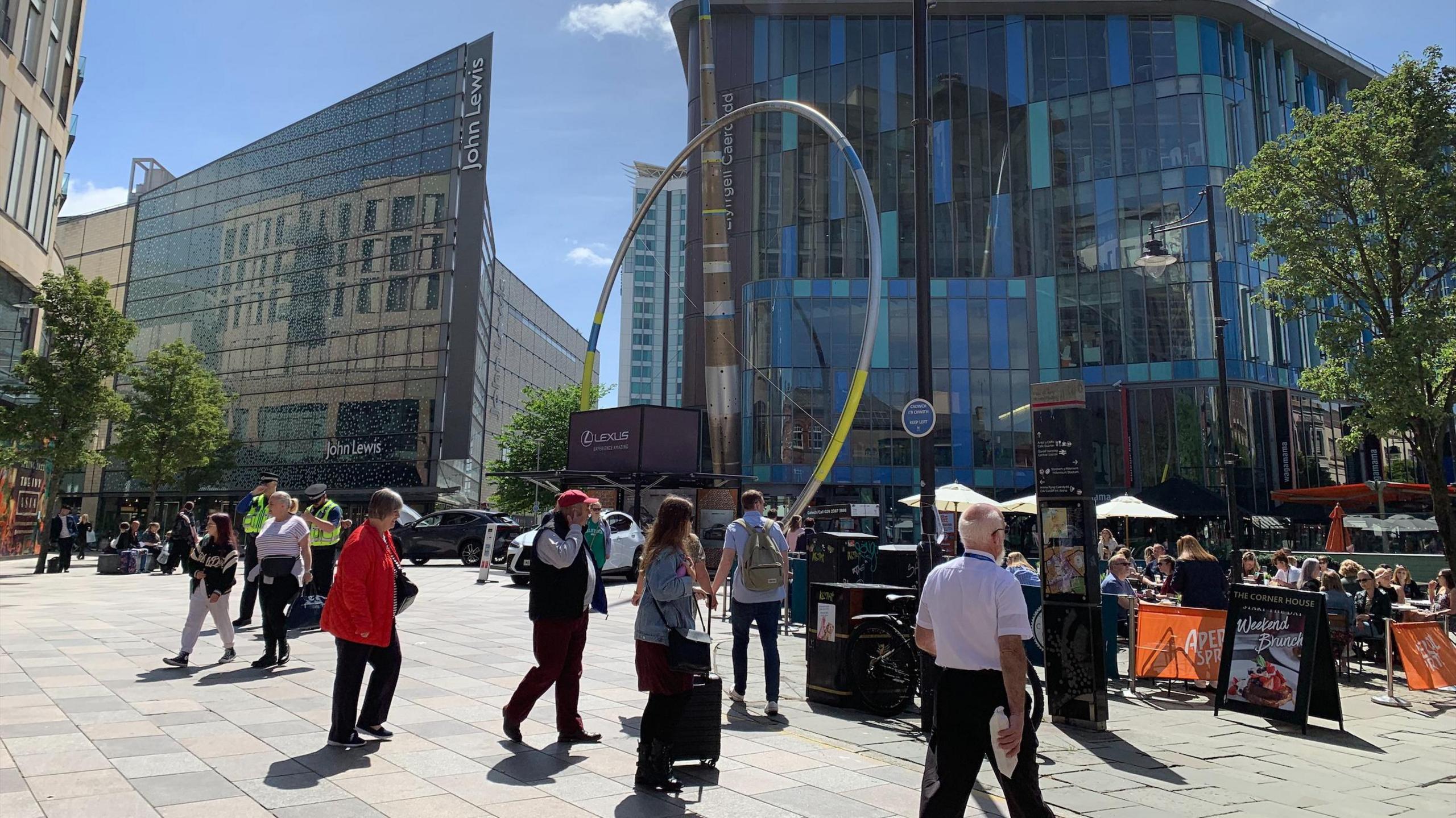 People outside Cardiff library