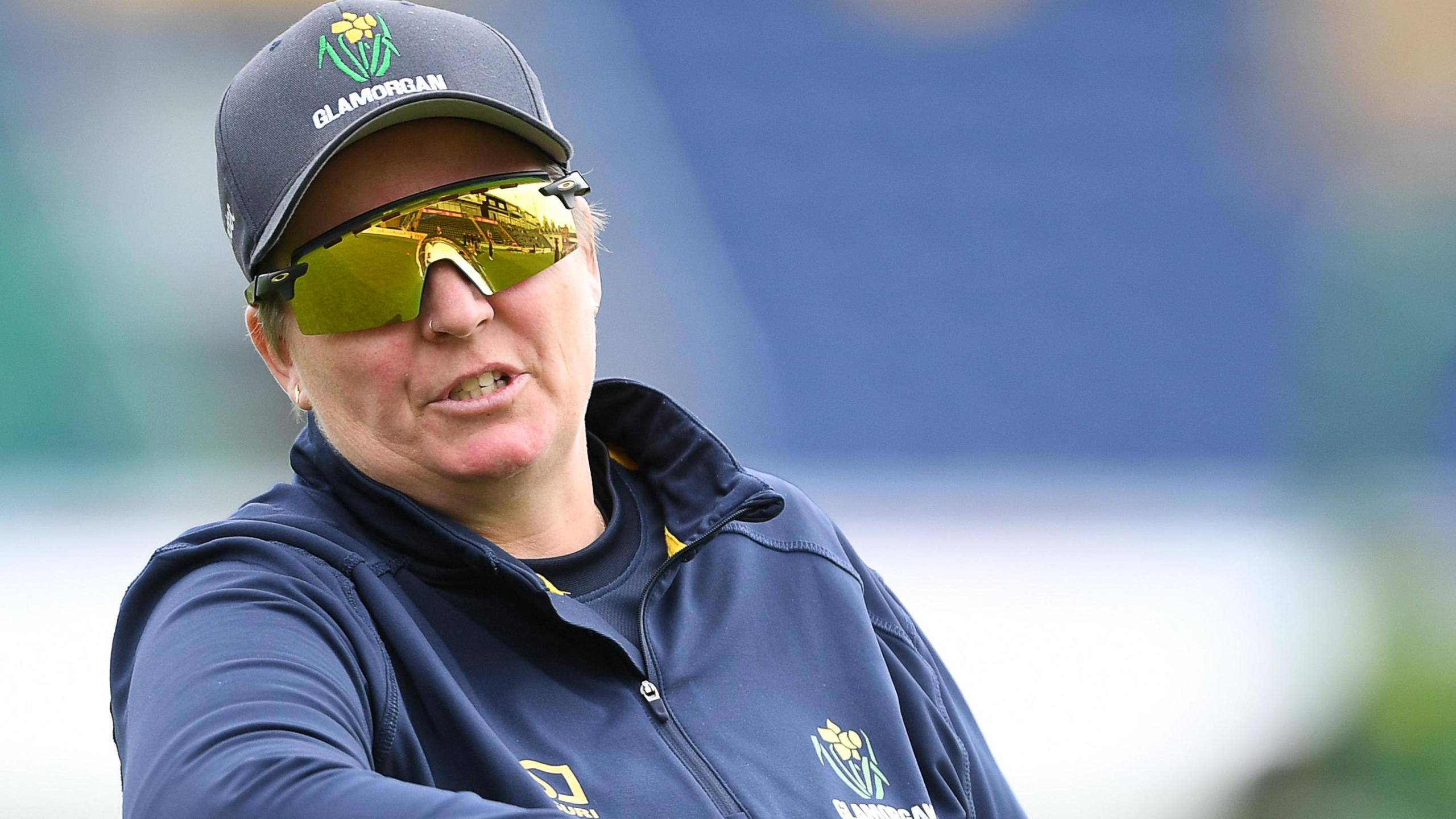 Glamorgan head coach Rachel Priest gives instruction to her players 