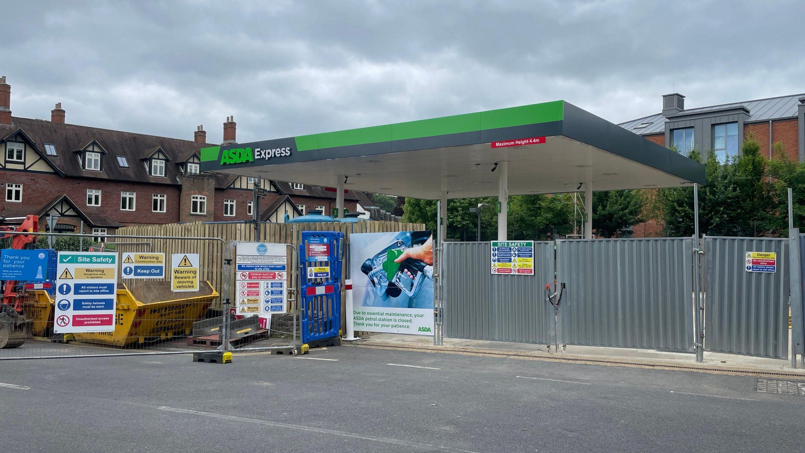 The Asda petrol station in Bramley boarded up