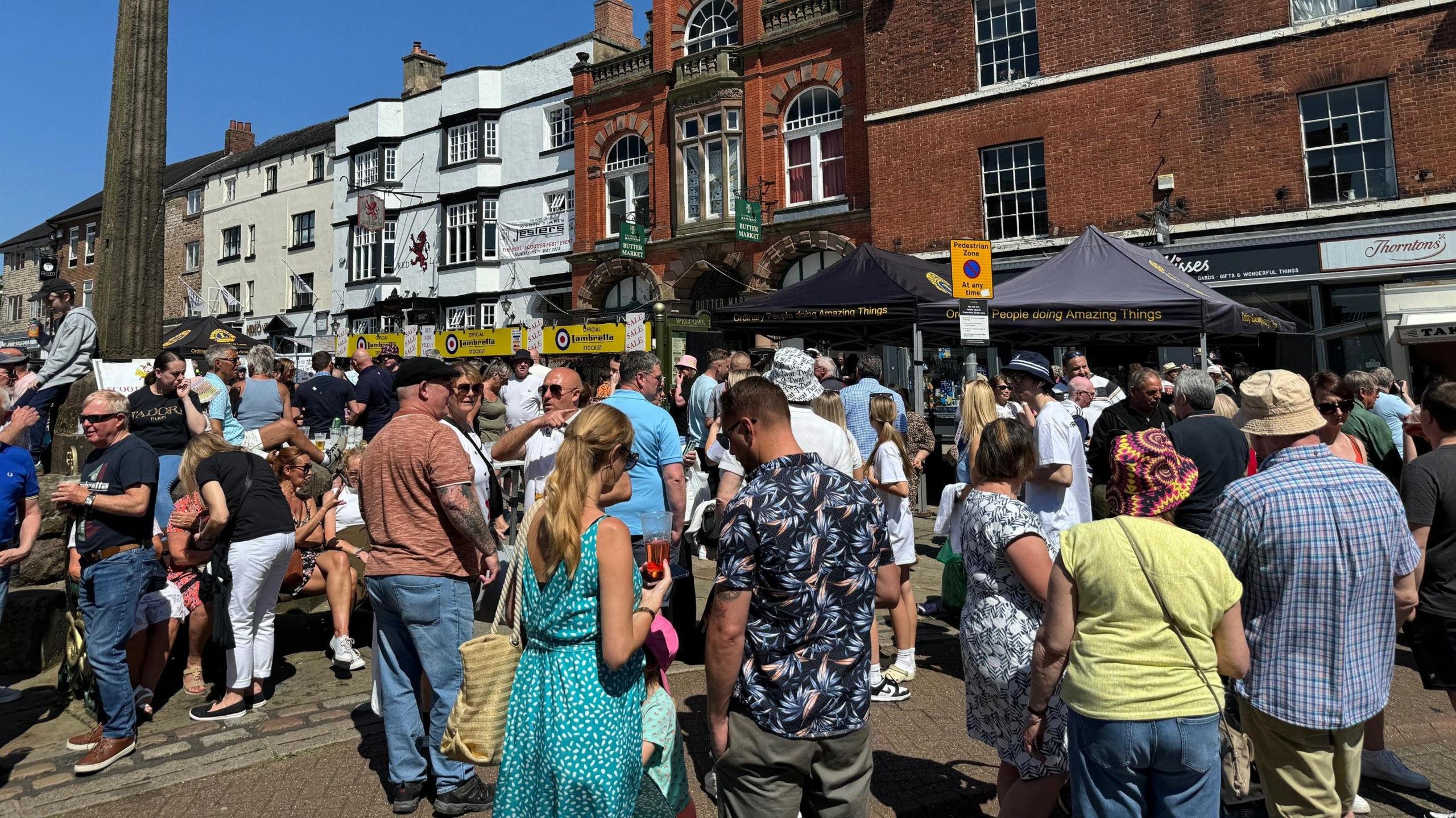 Crowd in Leek town centre