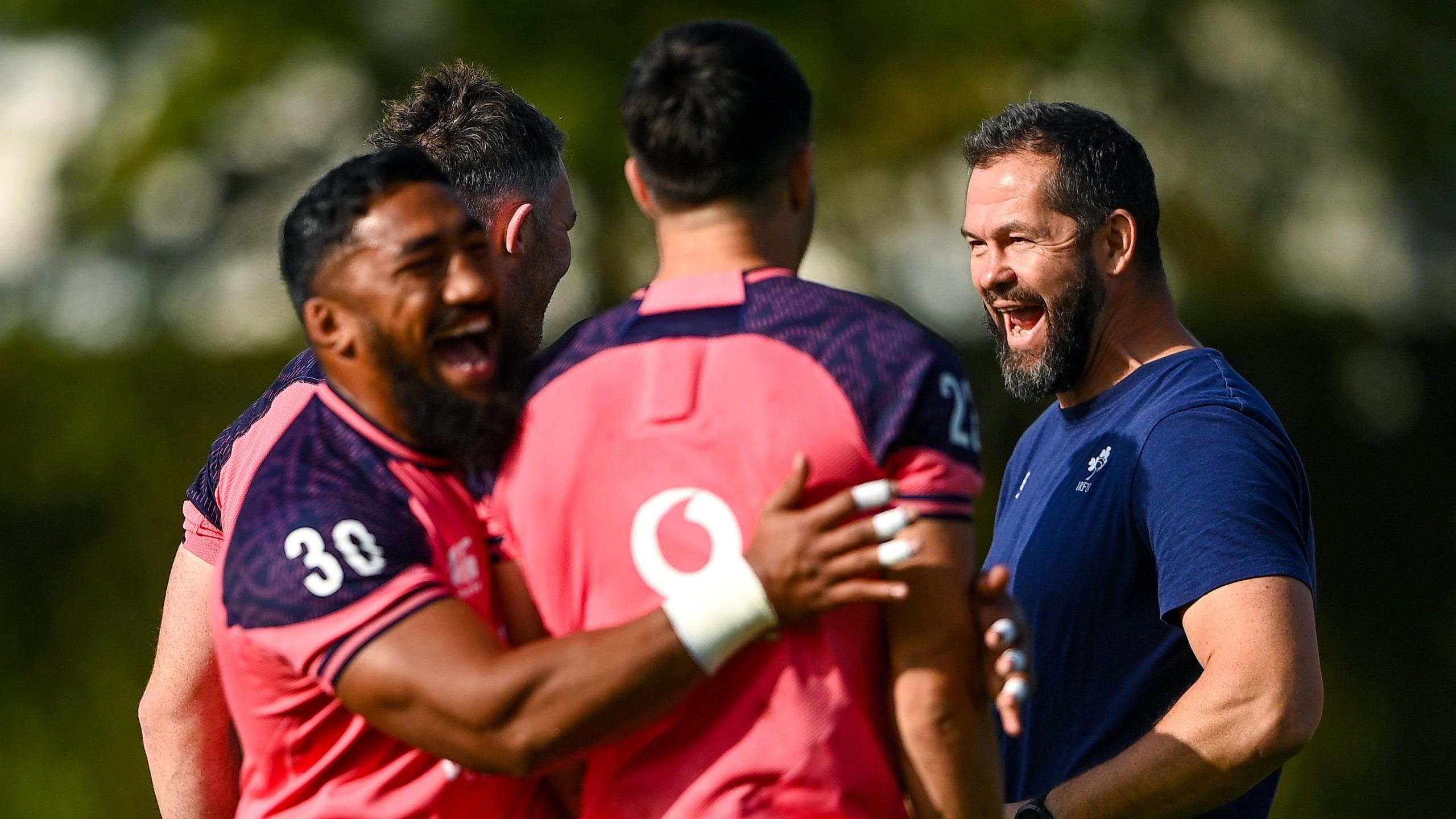 Andy Farrell and Ireland players in training