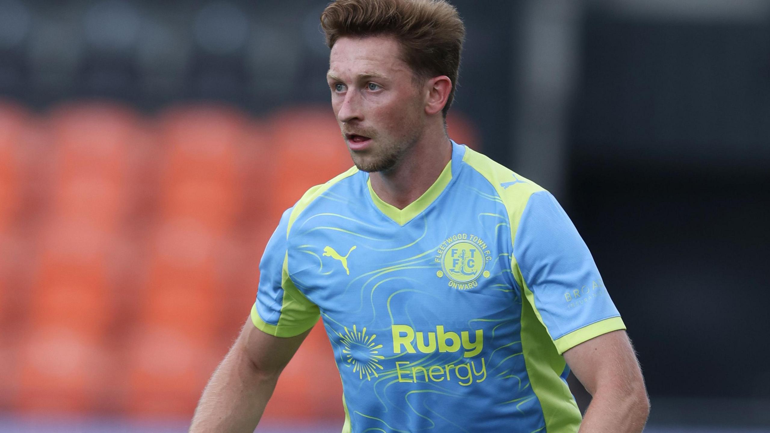 Denver Hume in action for Fleetwood Town against Barnet in League Two