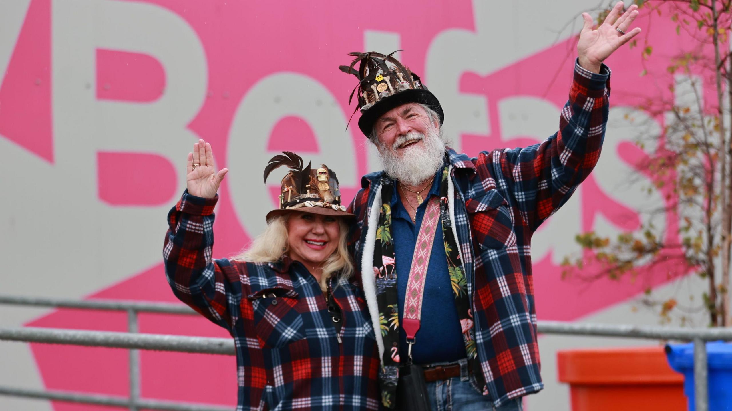 Melody Thor Hennessee and John Hennessee prepare to board the Villa Vie Odyssey cruise ship at Belfast Port's Cruise Ship Terminal, after the luxury cruise ship became marooned in Belfast for four months due to unexpected repair work