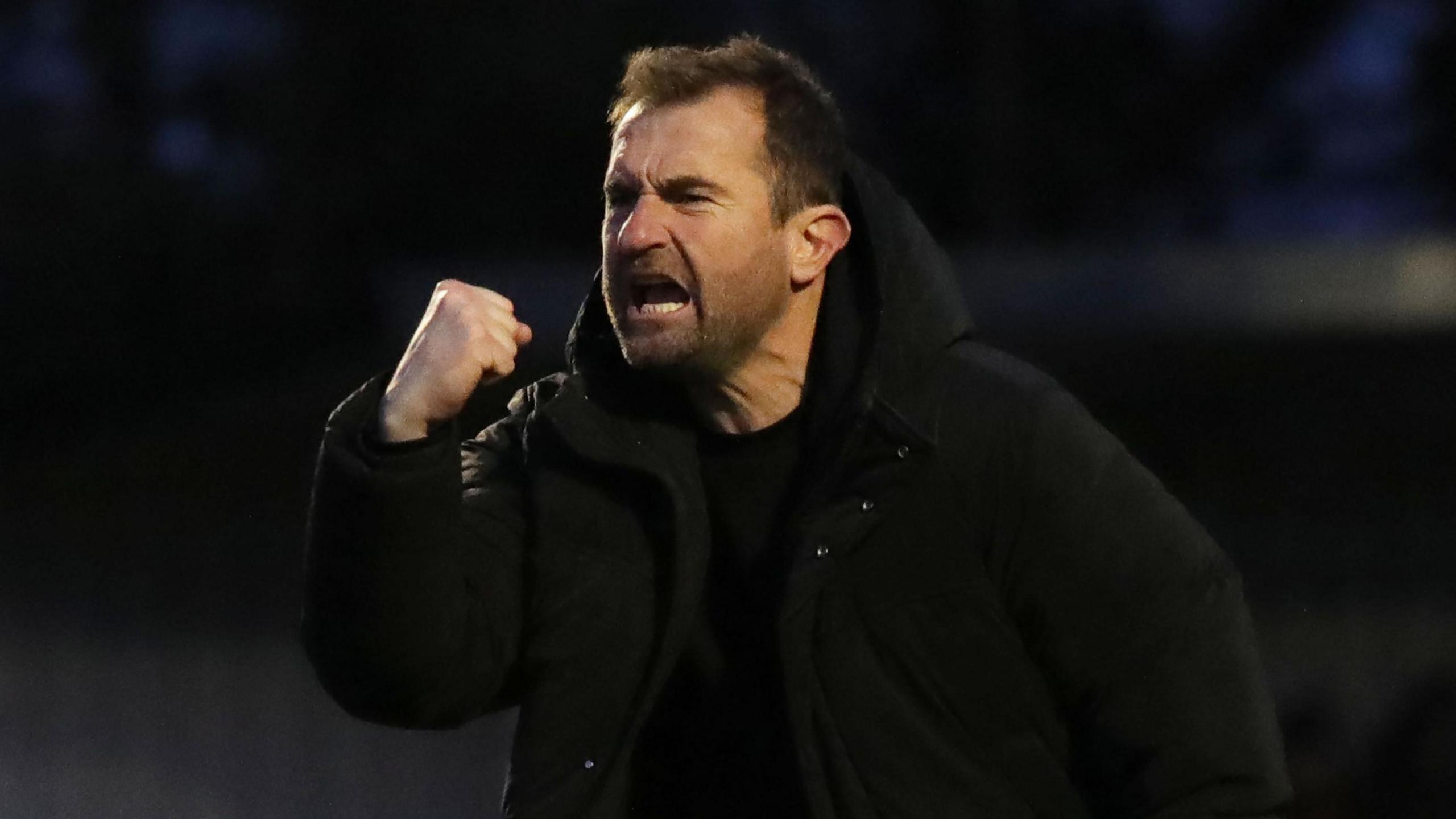 Paul Wotton celebrates winning at Enfield Town