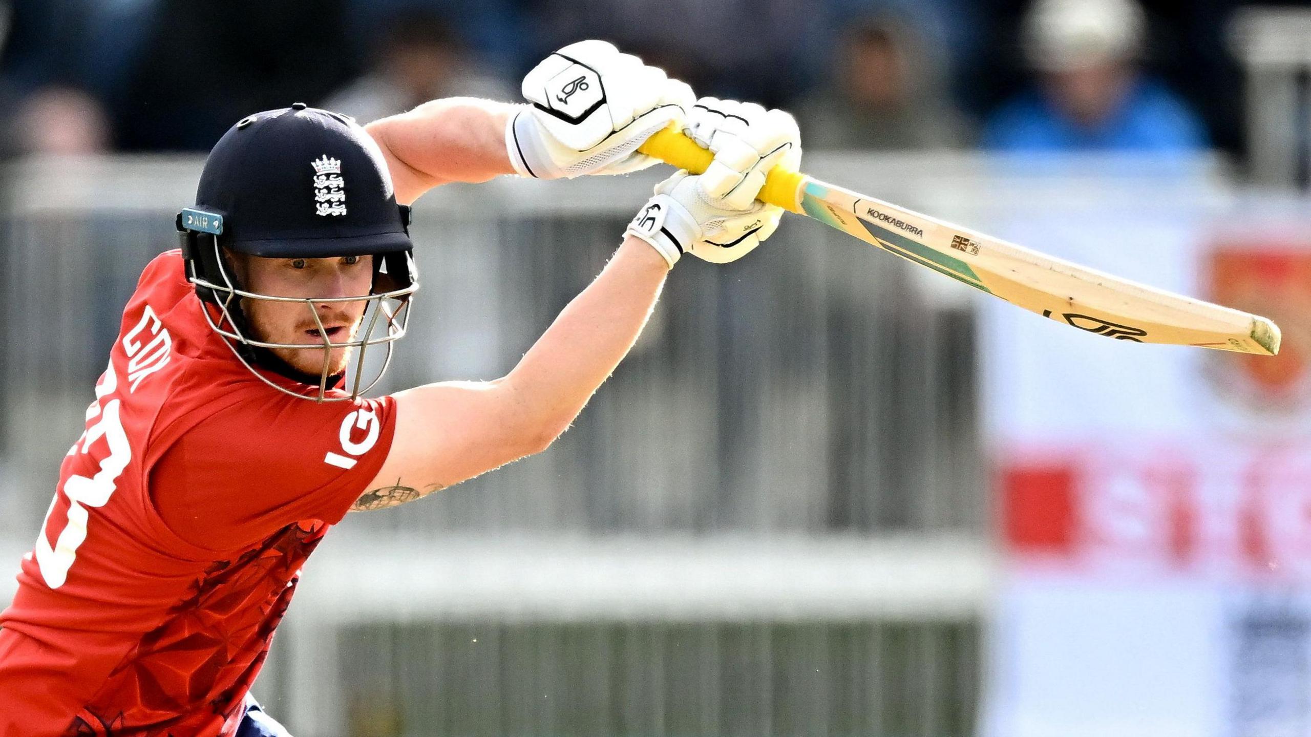 England batter Jordan Cox plays a shot
