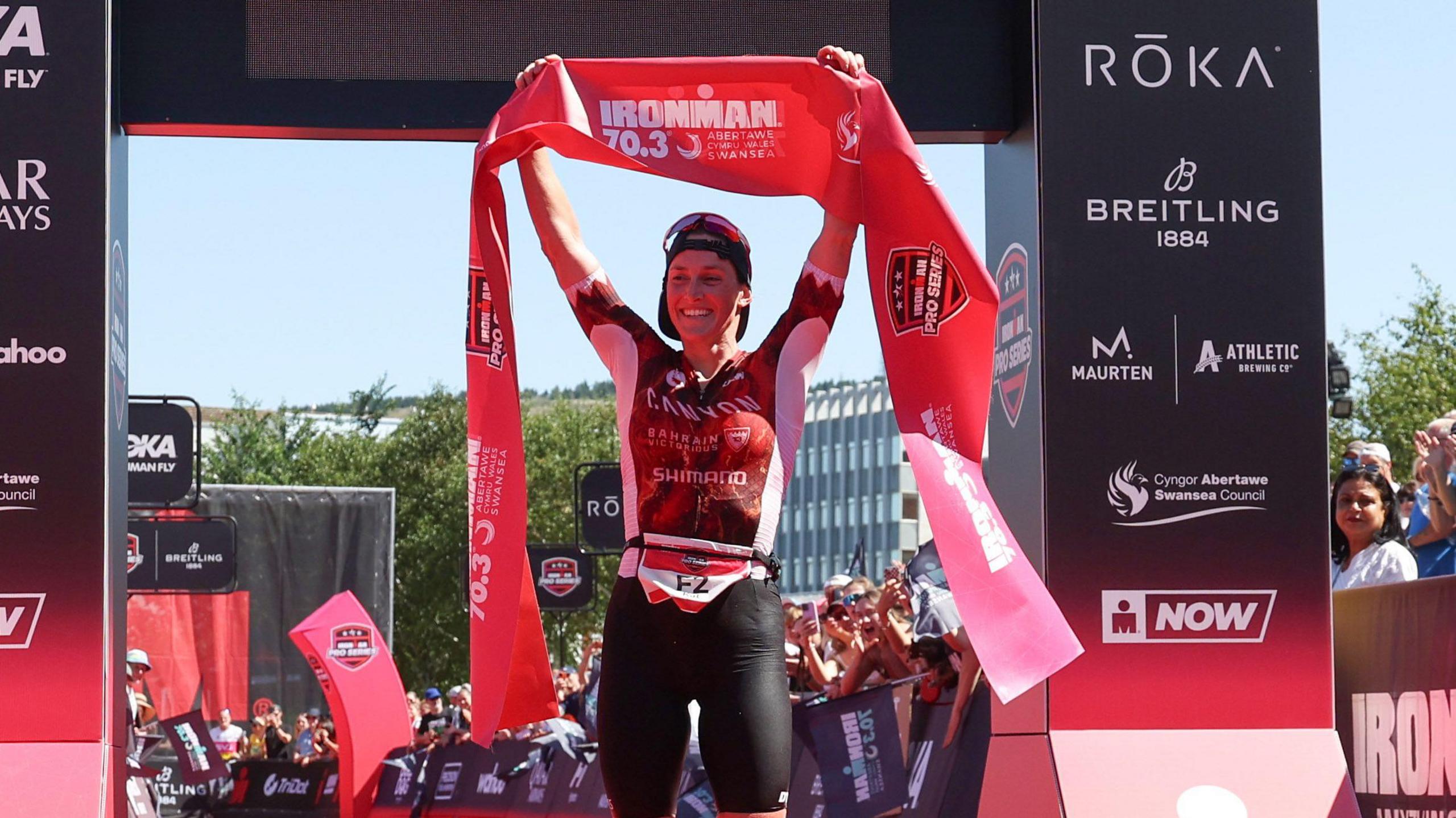Kat Matthews breaks the tape in Swansea to take home the maximum amount of Pro Series points.