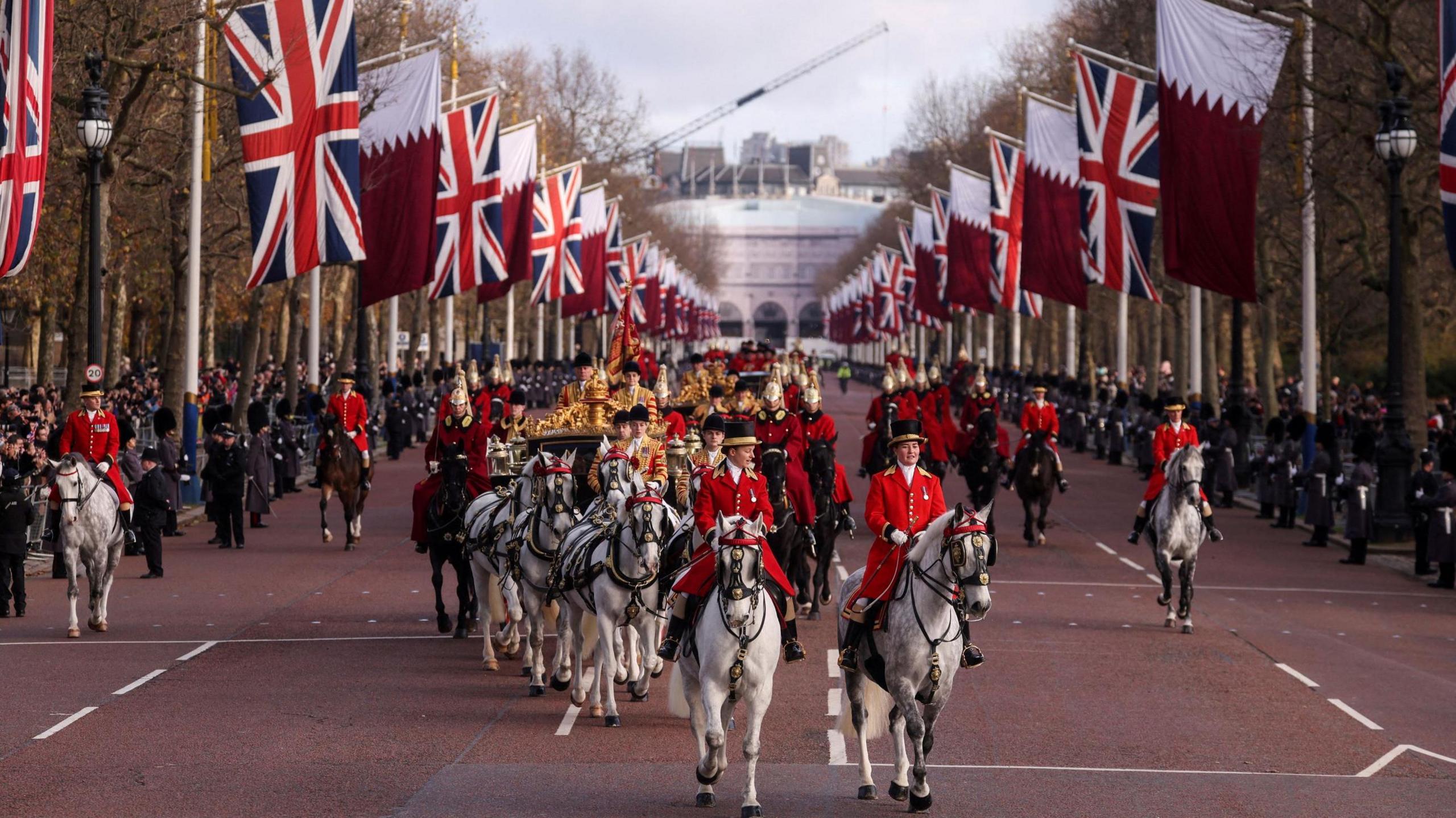 Qatari state visit carriage procession up the Mall