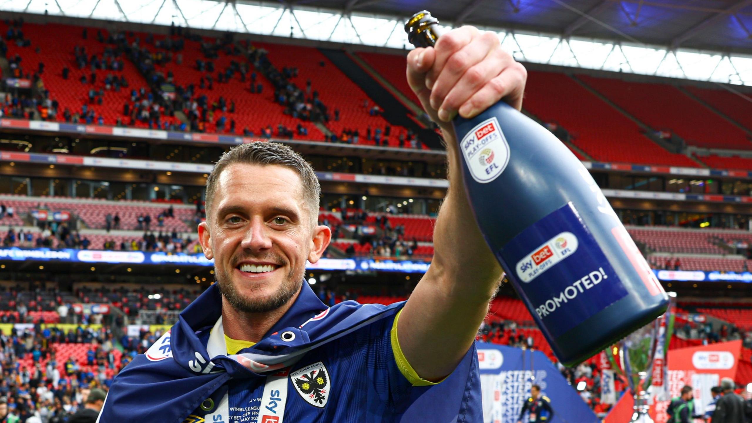 AFC Wimbledon midfielder James Ball at Wembley