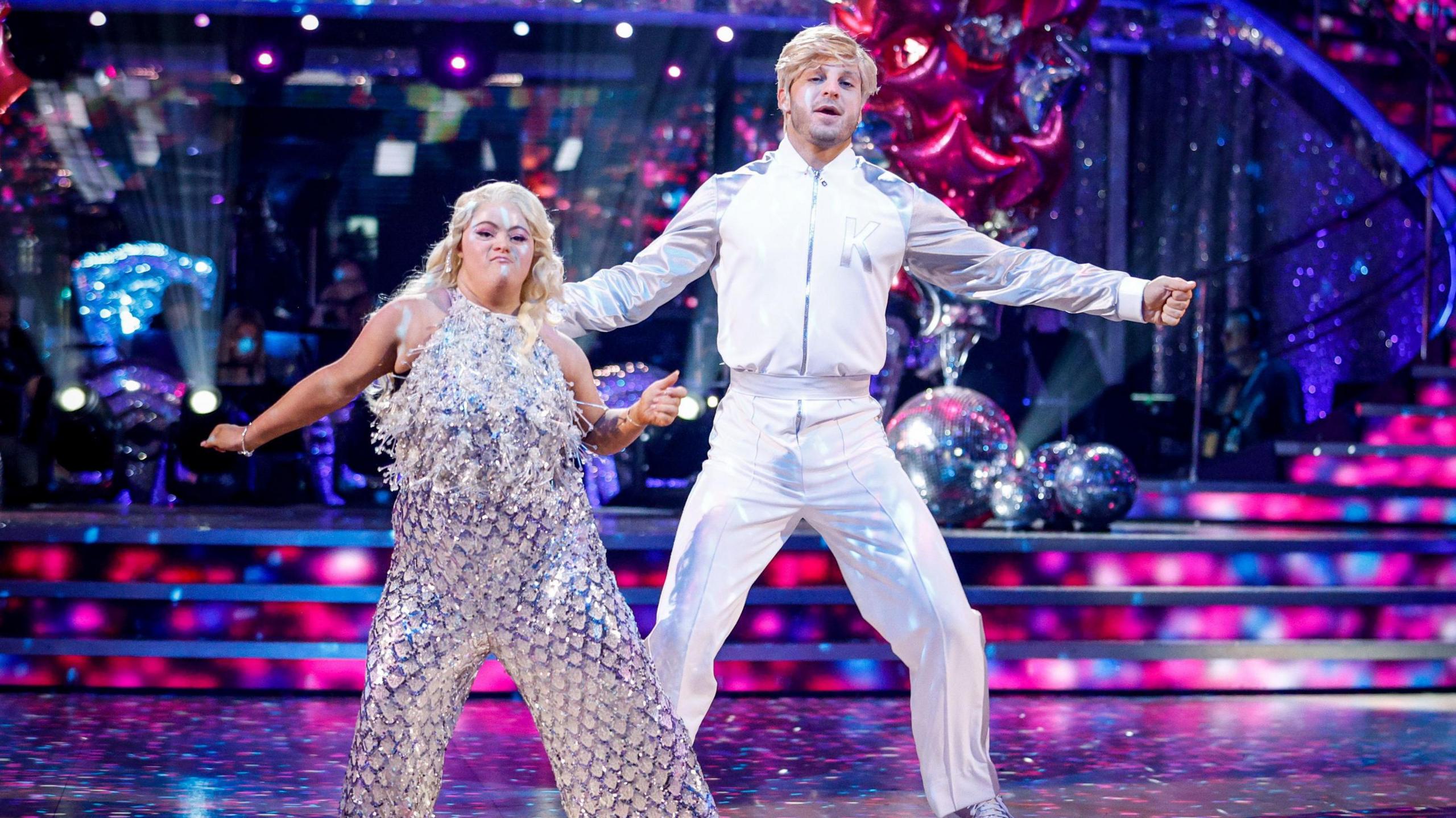 Ellie Goldstein and Vito Coppola during the dress rehearsal for Saturday's Strictly Come Dancing show on BBC1. Picture date: Saturday October 11, 2025. PA Photo. Photo credit should read: Guy Levy/BBC/PA Wire