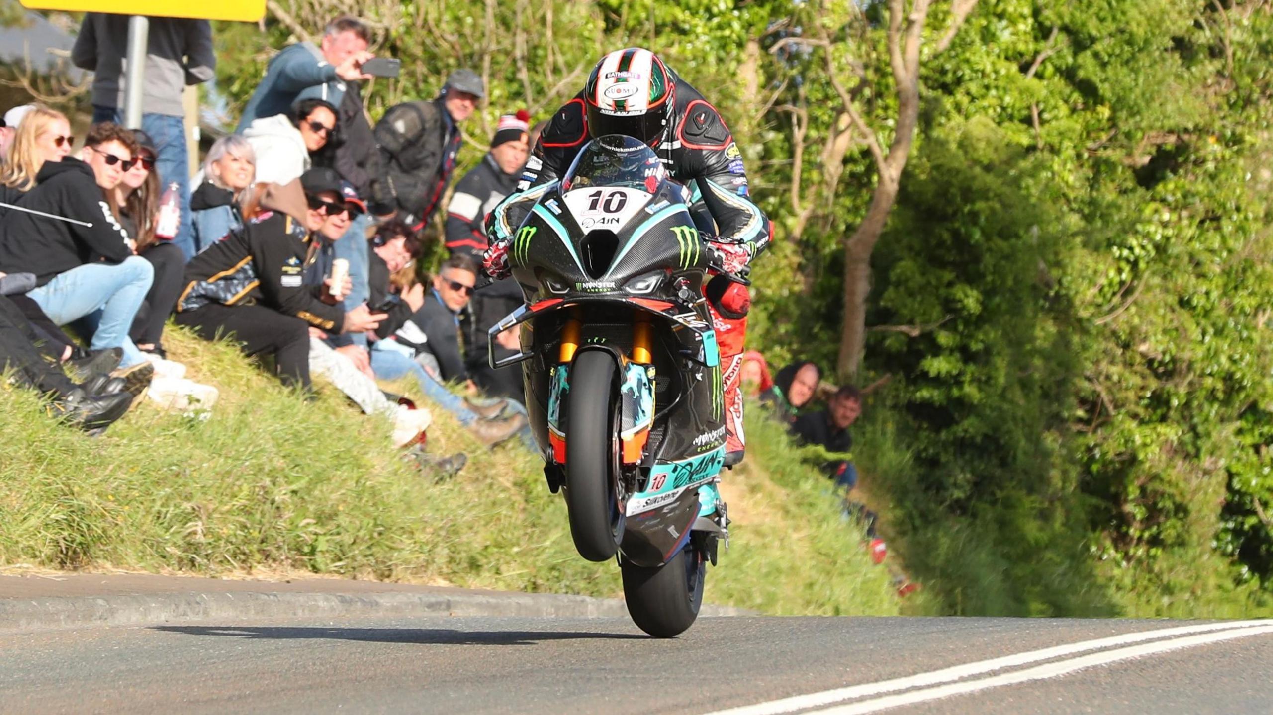 Peter Hickman in Senior TT race action