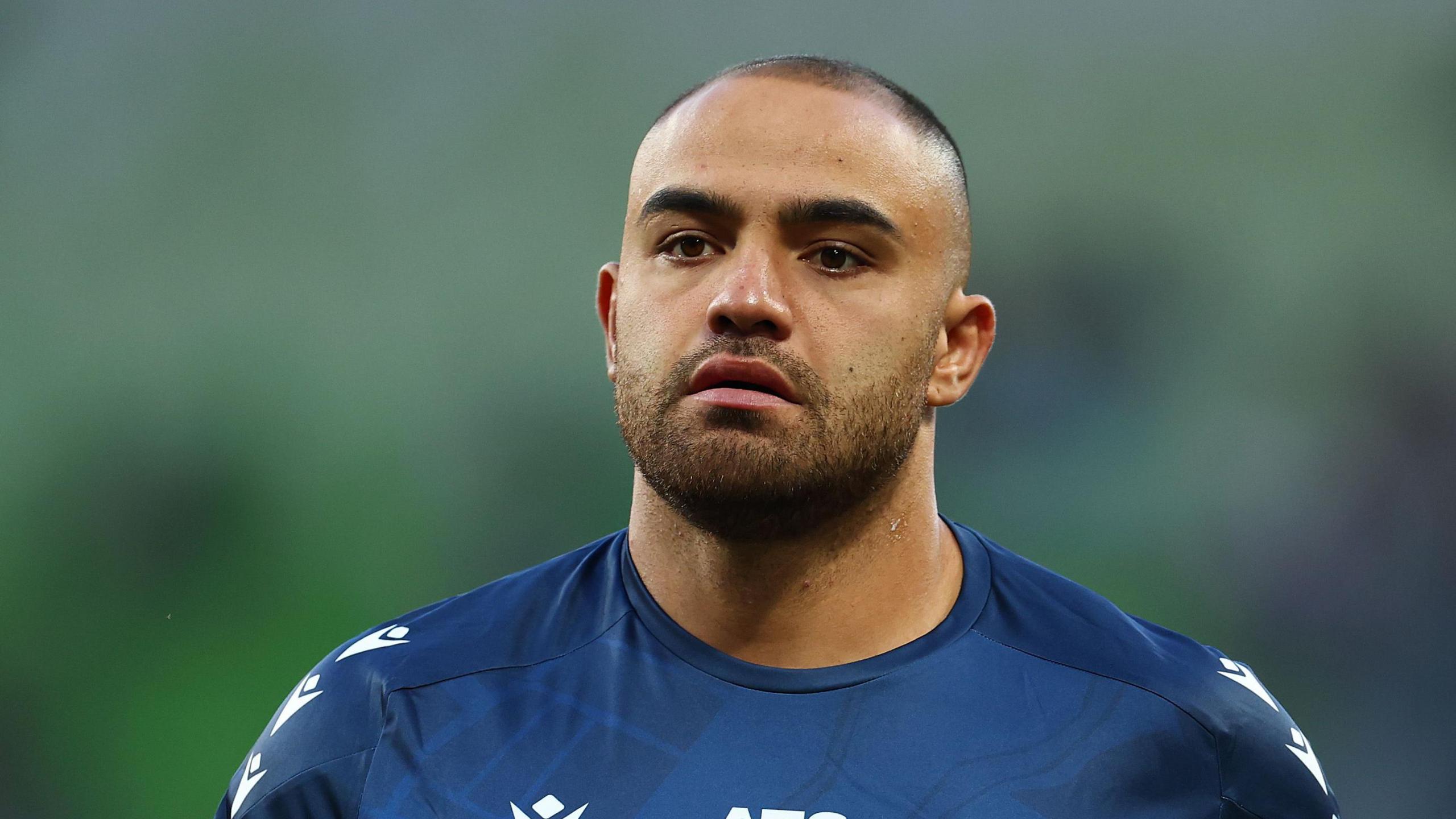 Dylan Walker warms up before a Parramatta Eels game this season